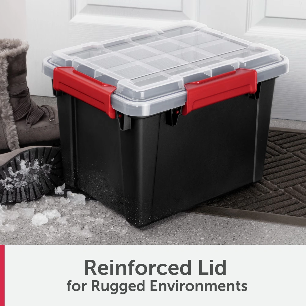 3 Pack 5 Gallon Waterproof Plastic Storage Bins with Lid, Gasket Seal & Durable Latches, Black Containers view 5