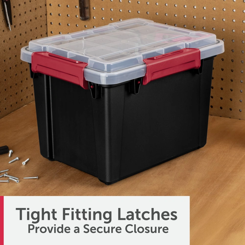 3 Pack 5 Gallon Waterproof Plastic Storage Bins with Lid, Gasket Seal & Durable Latches, Black Containers view 6
