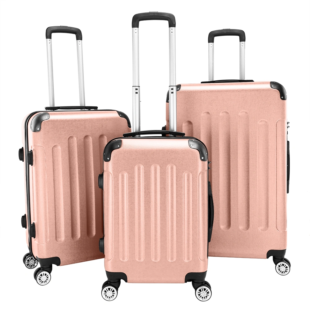 3 Piece ABS Hardshell Luggage Set 20 24 28 Inch Suitcase with Wheels Rose Gold Expandable Spinner Travel Bag