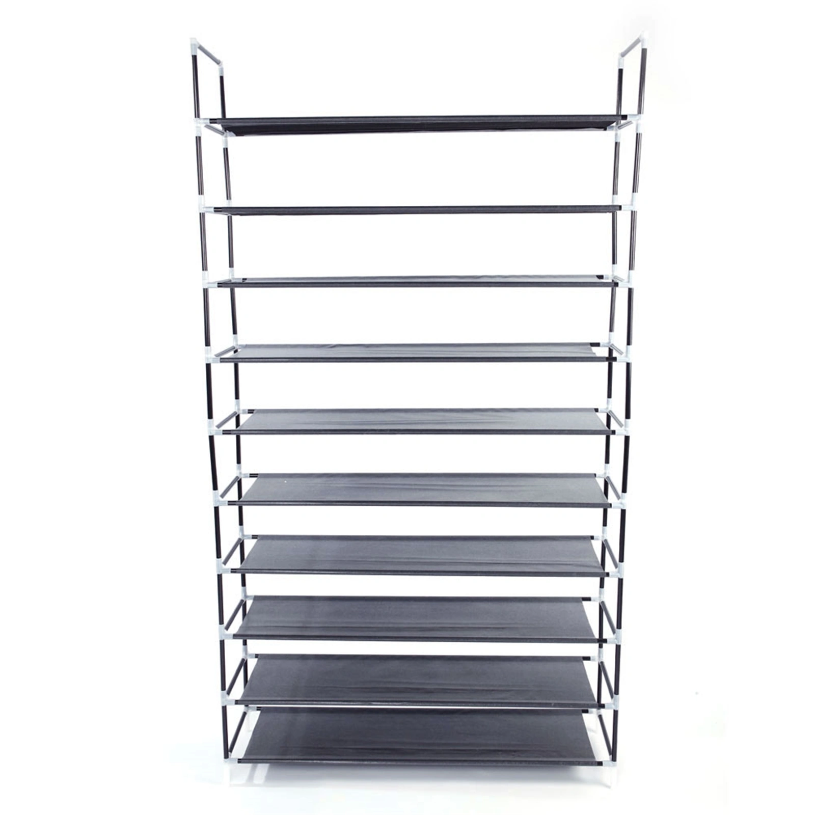 Simple Assembly 10 Tiers Non-woven Fabric Shoe Rack with Handle Black view 10
