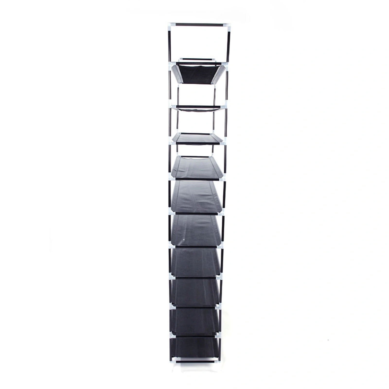 Simple Assembly 10 Tiers Non-woven Fabric Shoe Rack with Handle Black view 11
