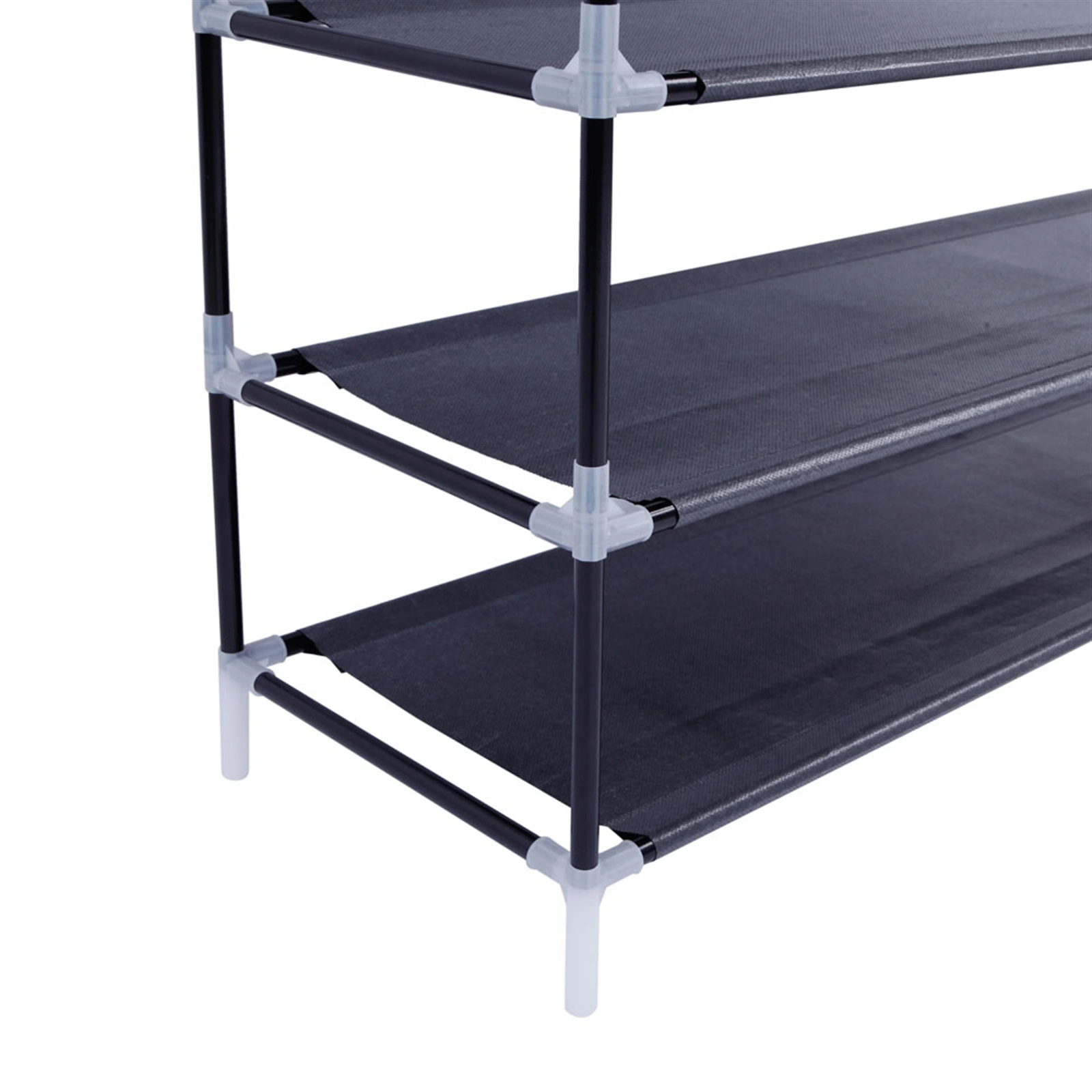 Simple Assembly 10 Tiers Non-woven Fabric Shoe Rack with Handle Black view 3