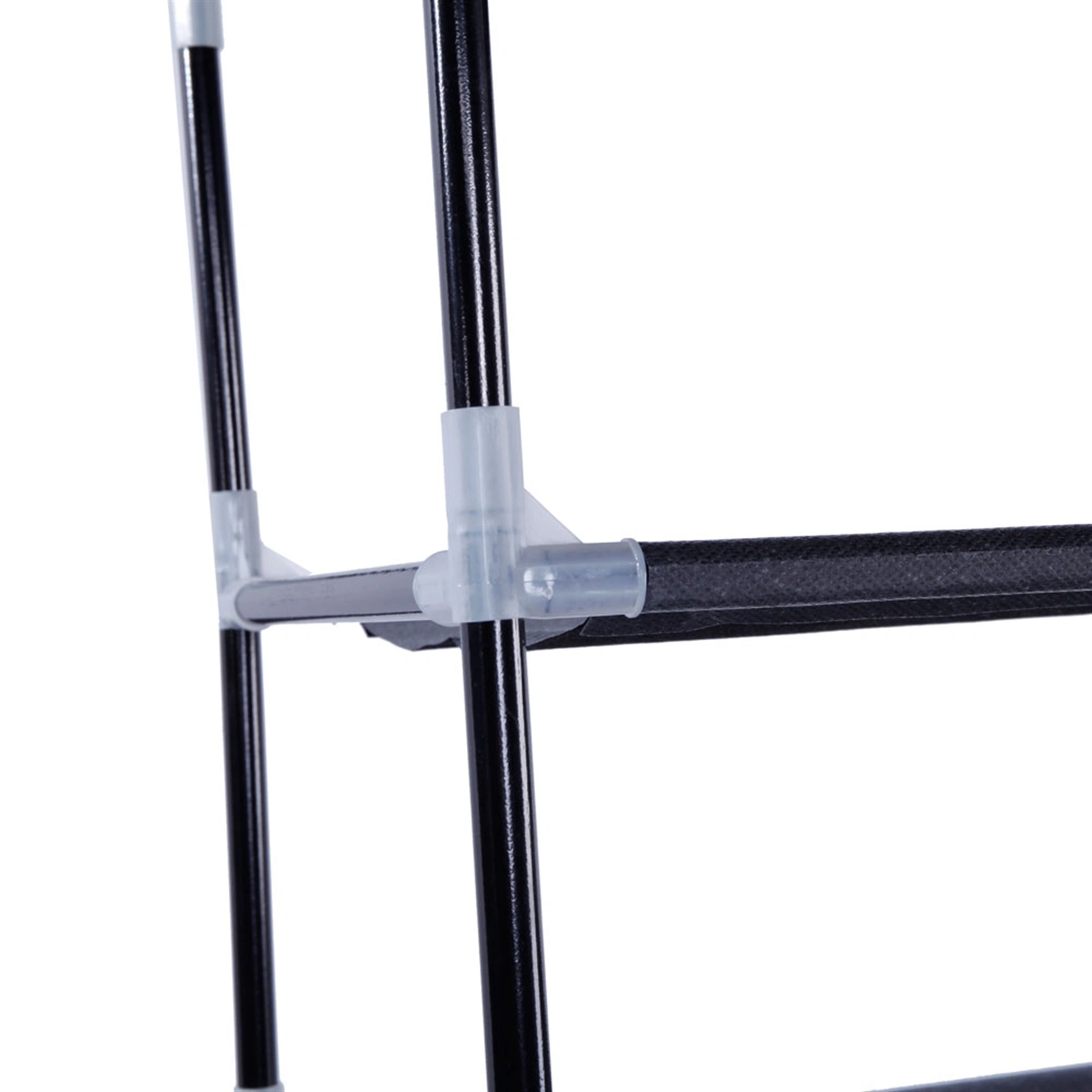 Simple Assembly 10 Tiers Non-woven Fabric Shoe Rack with Handle Black view 5