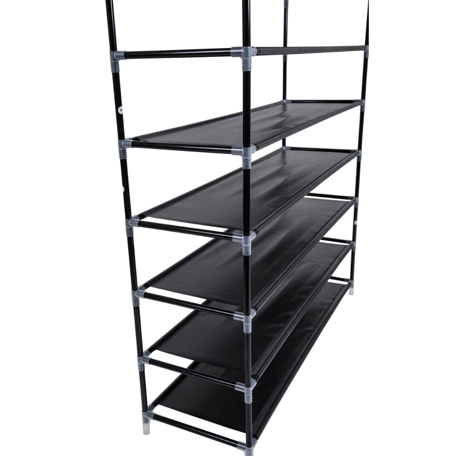 Simple Assembly 10 Tiers Non-woven Fabric Shoe Rack with Handle Black view 8