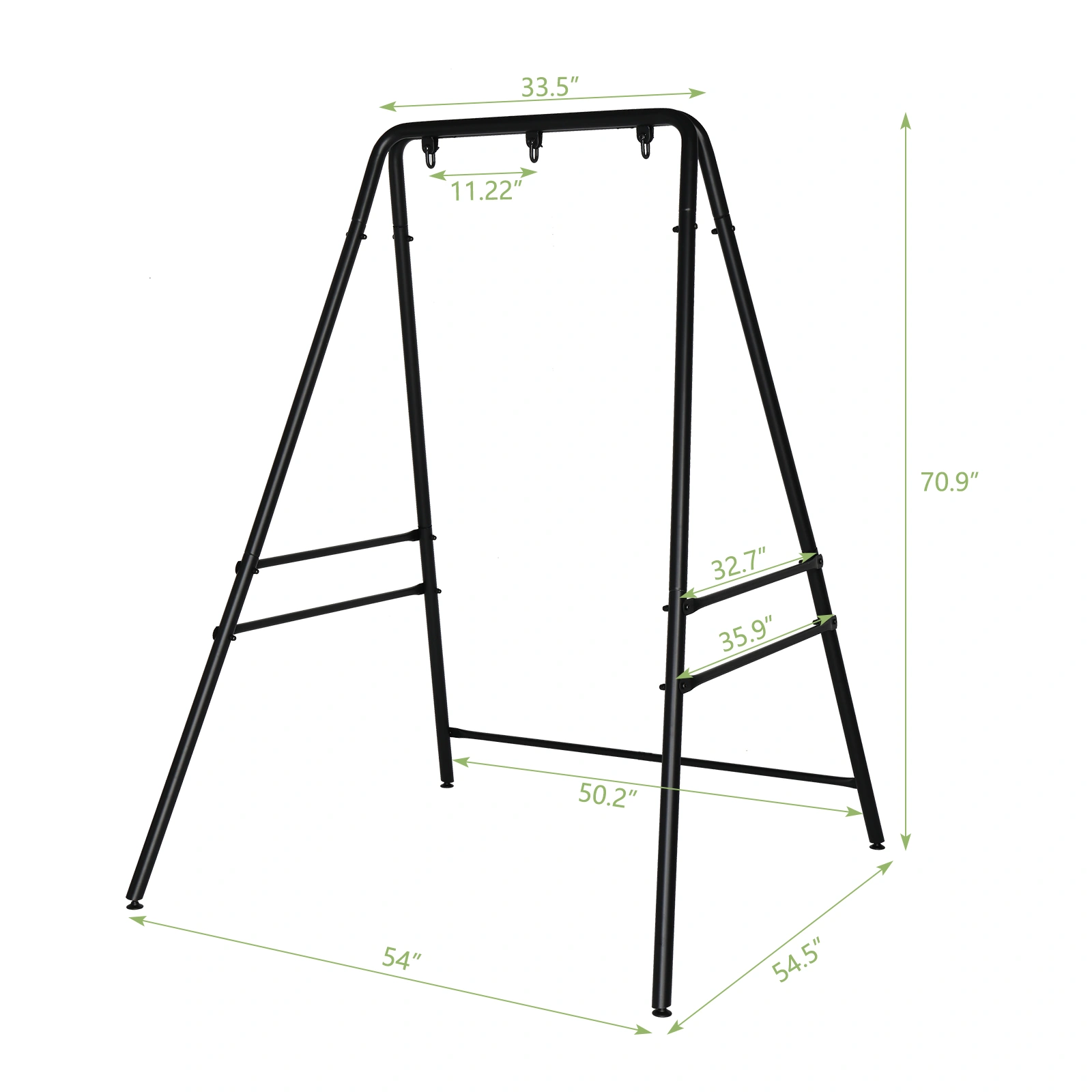 133*137*180cm Wrought Iron Four-Legged Standing 200kg Three Rings Hanging Chair Frame Black view 21