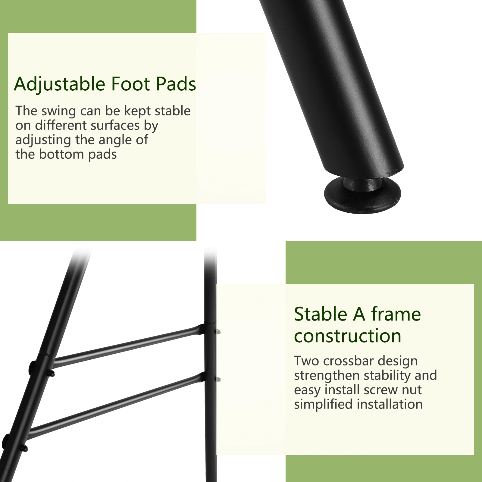 133*137*180cm Wrought Iron Four-Legged Standing 200kg Three Rings Hanging Chair Frame Black view 8