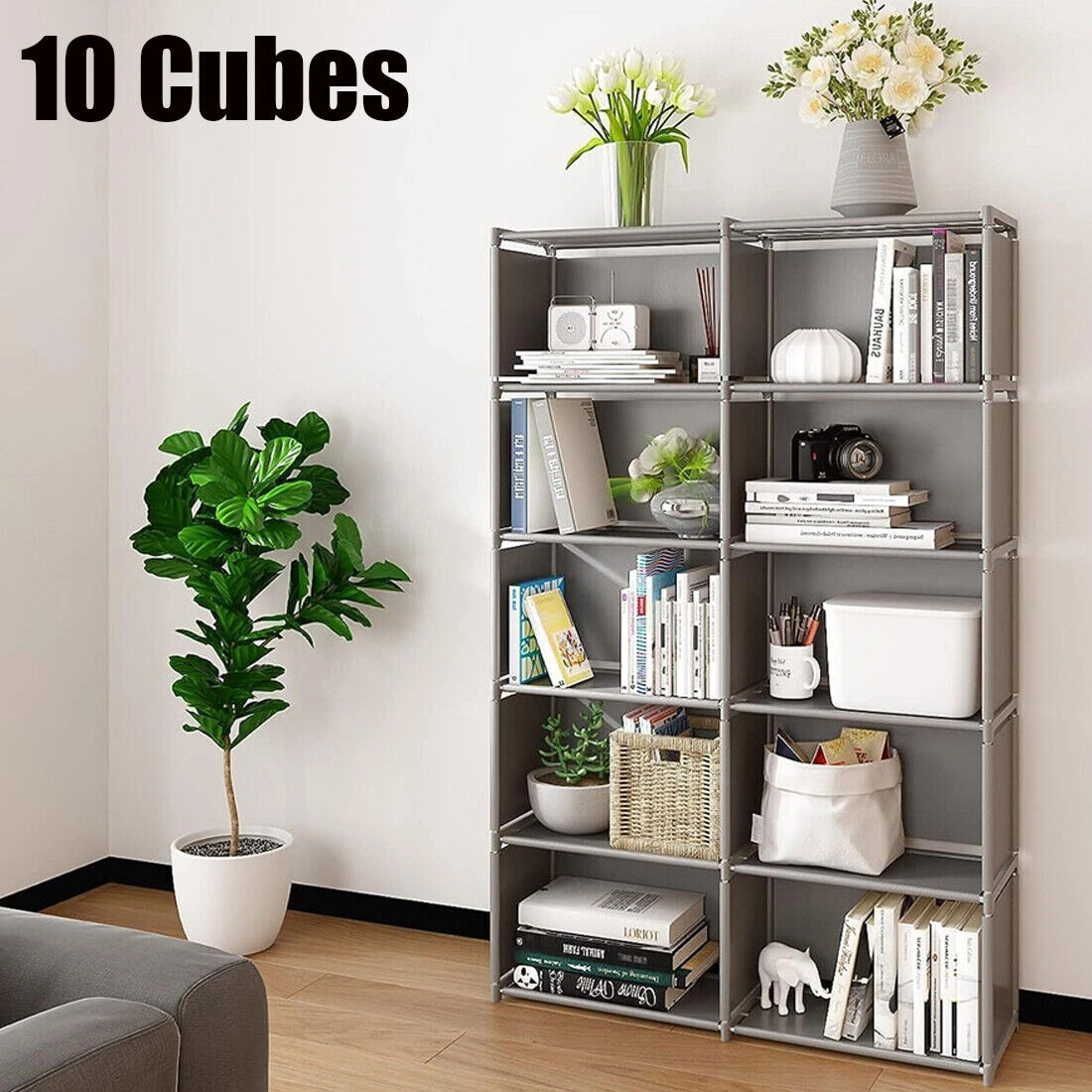 10 Cube Book Shelf Storage Organizer Modern Display Bookcase Unit Rack