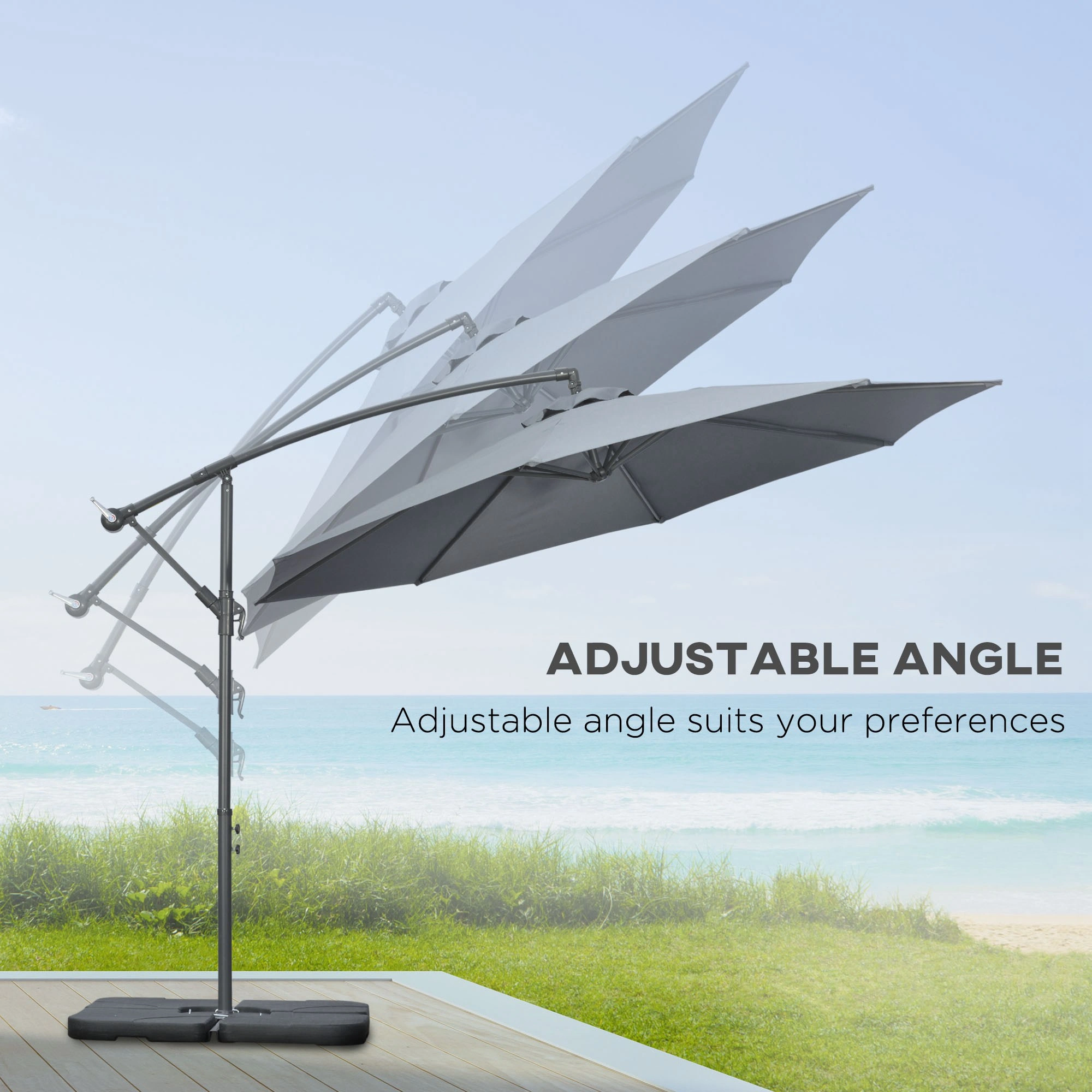 10ft Cantilever Patio Umbrella - Offset Outdoor Umbrella with Tilt & Rotate, Waterproof Market Parasol for Patio, Porch, Yard