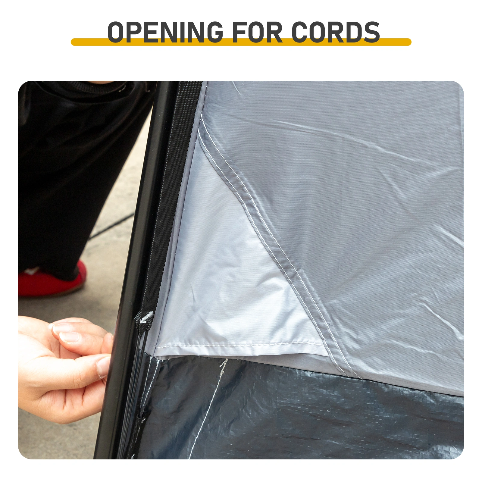 6 Person Outdoor Camping Tent, Waterproof Windproof Easy Setup, Double Layer Family Camping Tent with 1 Mesh Door & 5 Large Mesh Windows, Gray view 7