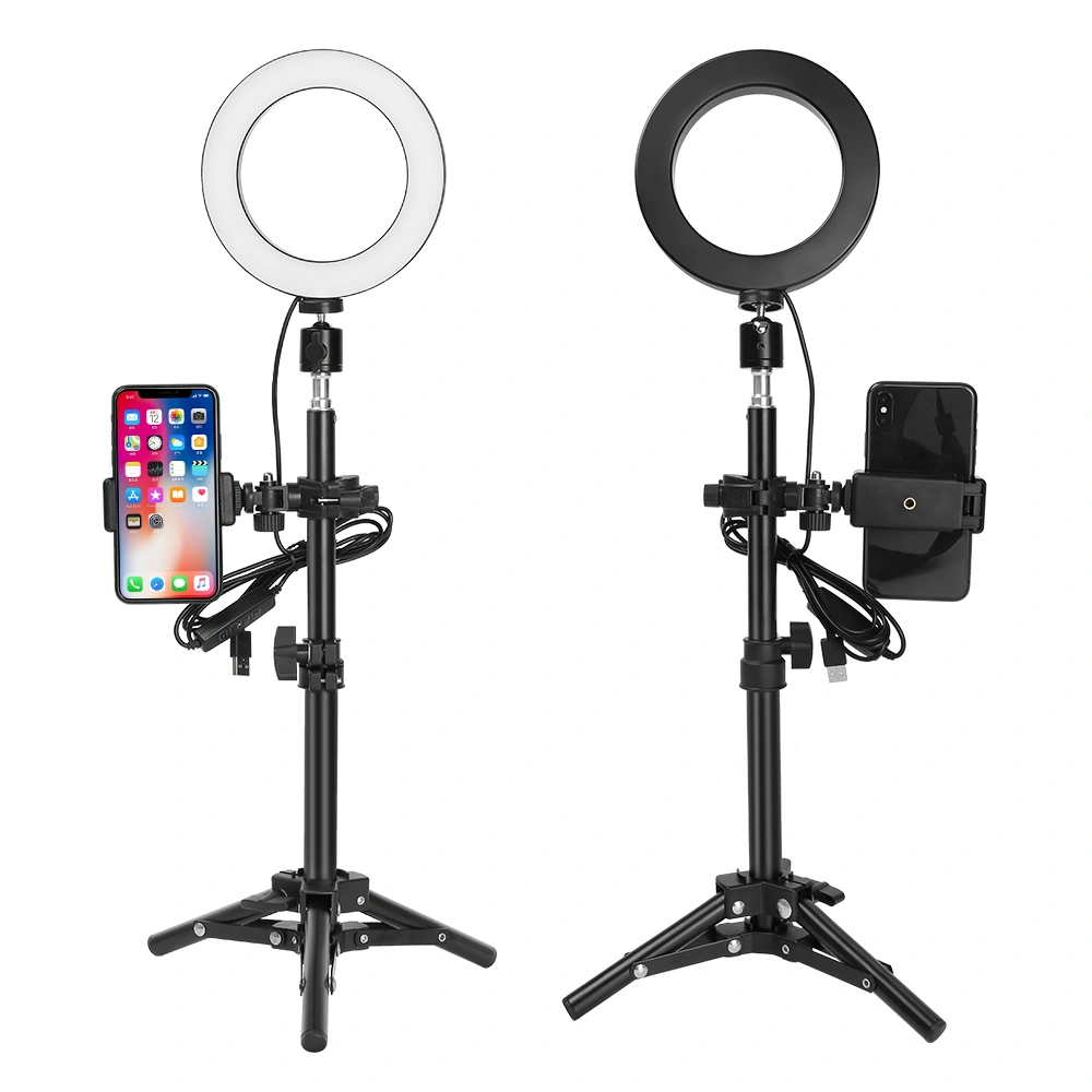 6 Inch Ring Light with Button, EU Plug, Super Bright LED for Photography & Makeup, Includes Bracket Mount Set view 2