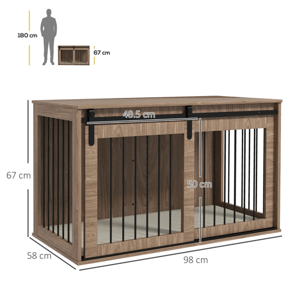 Heavy Duty Dog Crate Metal Folding Pet Kennel with Door Large Indoor Outdoor Animals Enclosure view 2