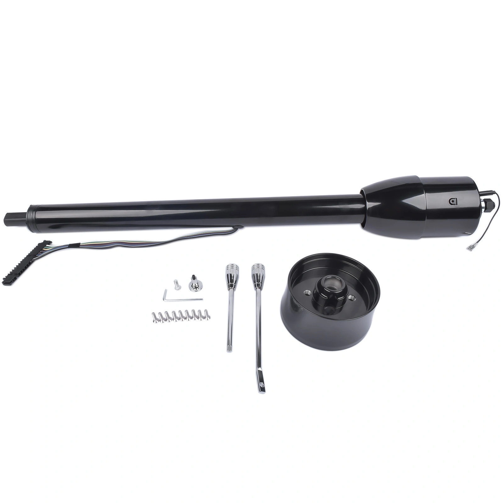 32 Inch Black Tilt Steering Column Floor Shift with 9 Hole Wheel Adapter No Key Manual