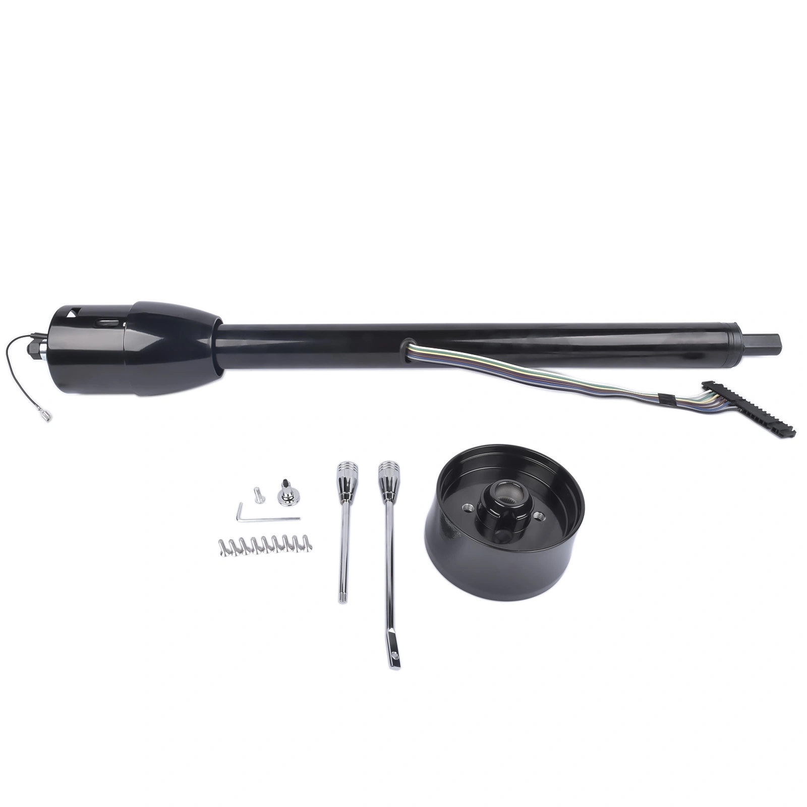 32 Inch Black Tilt Steering Column Floor Shift with 9 Hole Wheel Adapter No Key Manual view 2