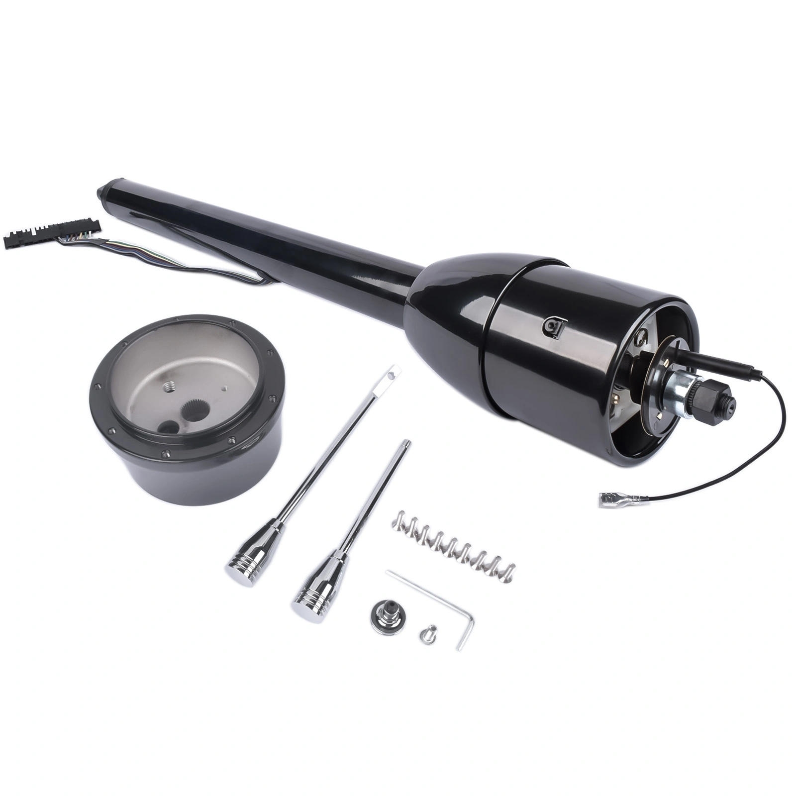 32 Inch Black Tilt Steering Column Floor Shift with 9 Hole Wheel Adapter No Key Manual view 3
