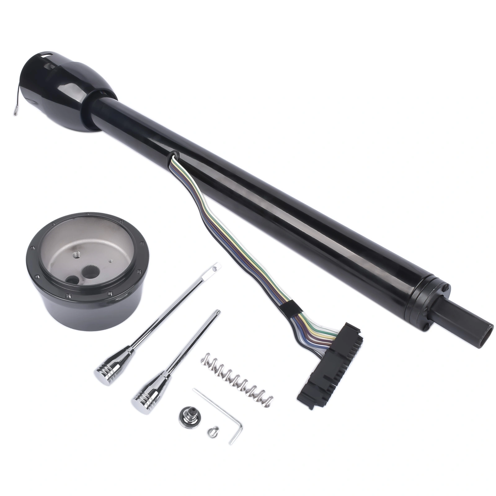 32 Inch Black Tilt Steering Column Floor Shift with 9 Hole Wheel Adapter No Key Manual view 4
