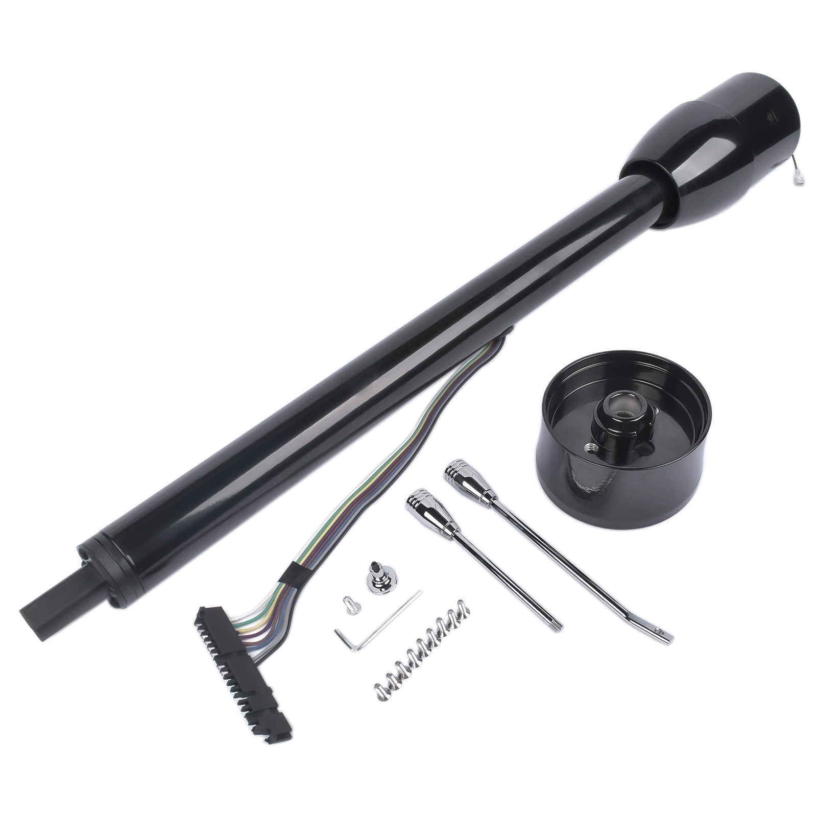 32 Inch Black Tilt Steering Column Floor Shift with 9 Hole Wheel Adapter No Key Manual view 5