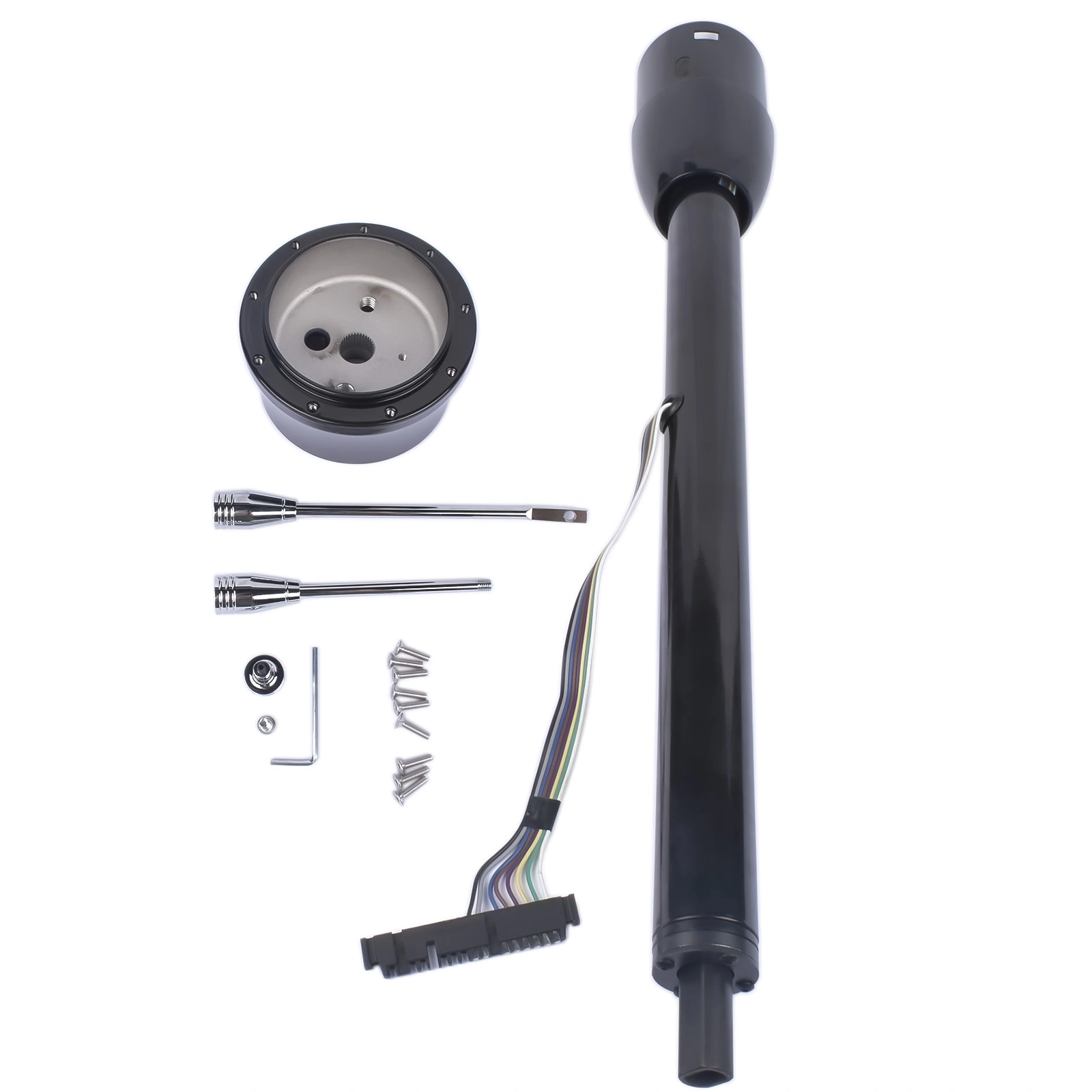 32 Inch Black Tilt Steering Column Floor Shift with 9 Hole Wheel Adapter No Key Manual view 6