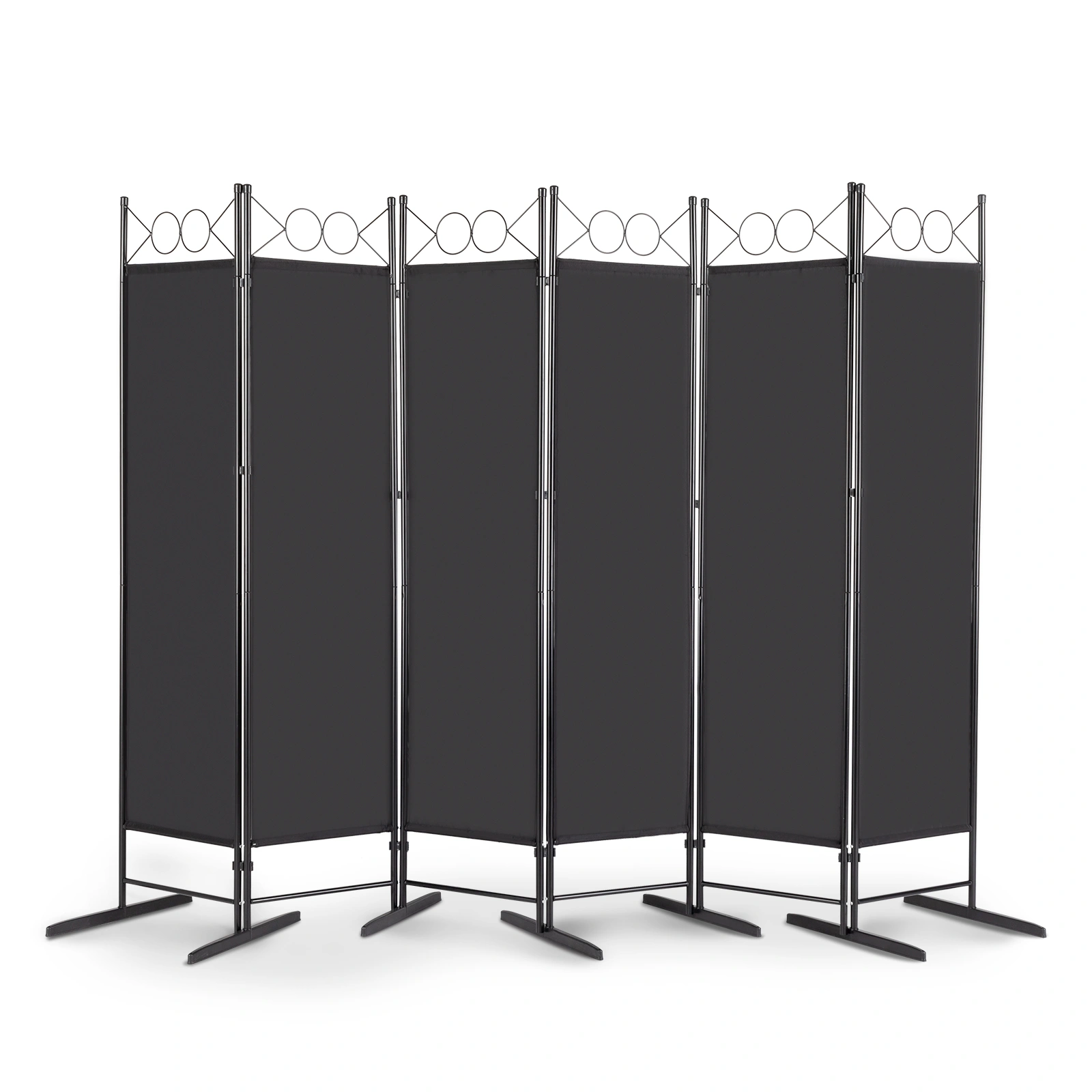 74FT 6-Fold Portable Room Divider Screen, 130g Polyester Panel, Carbon Steel Frame, Plastic Feet, Black view 2