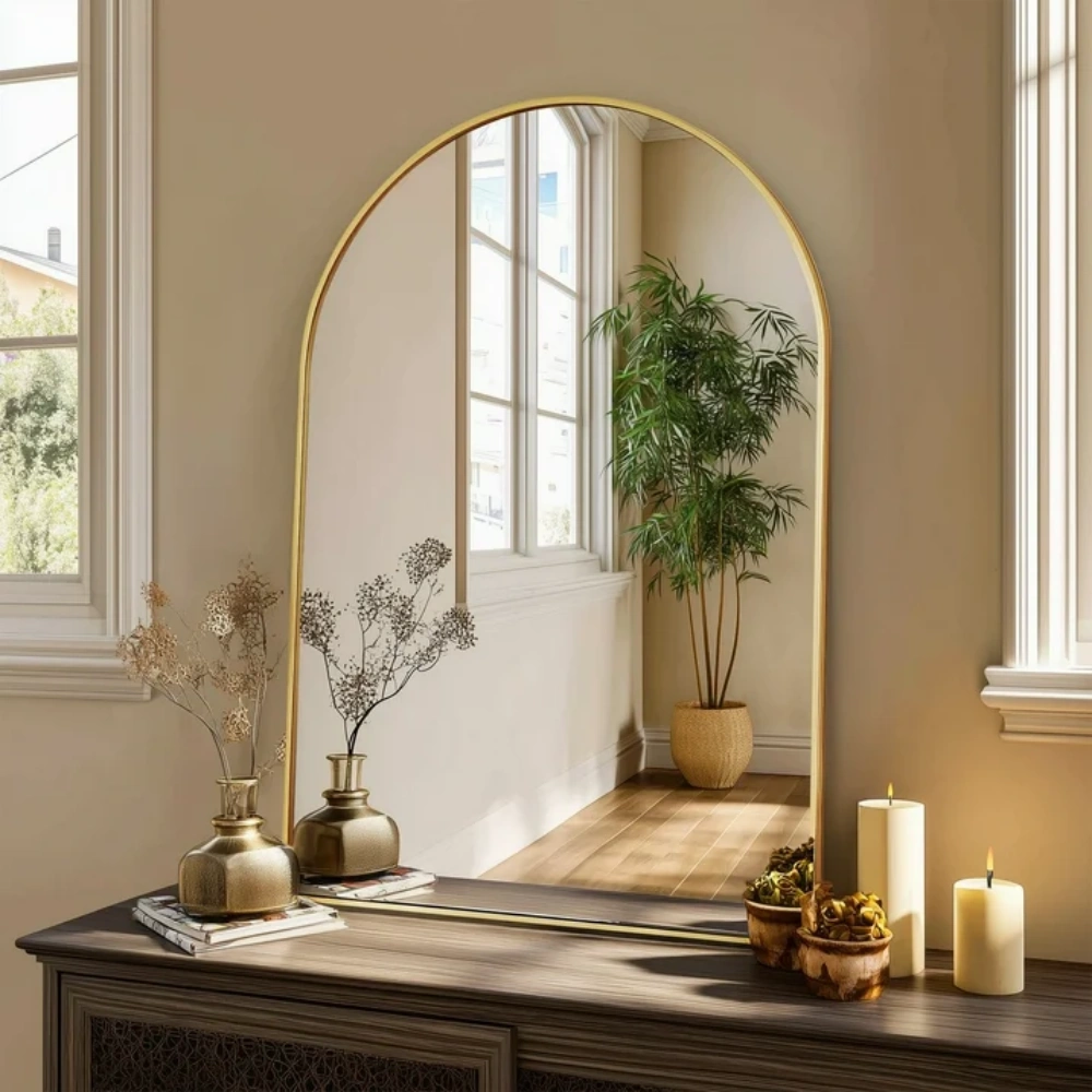 24x36 Arch Bathroom Mirror Wall Mounted, Gold Aluminum Frame, Vanity Mirror for Bedroom Living Room Entryway view 4