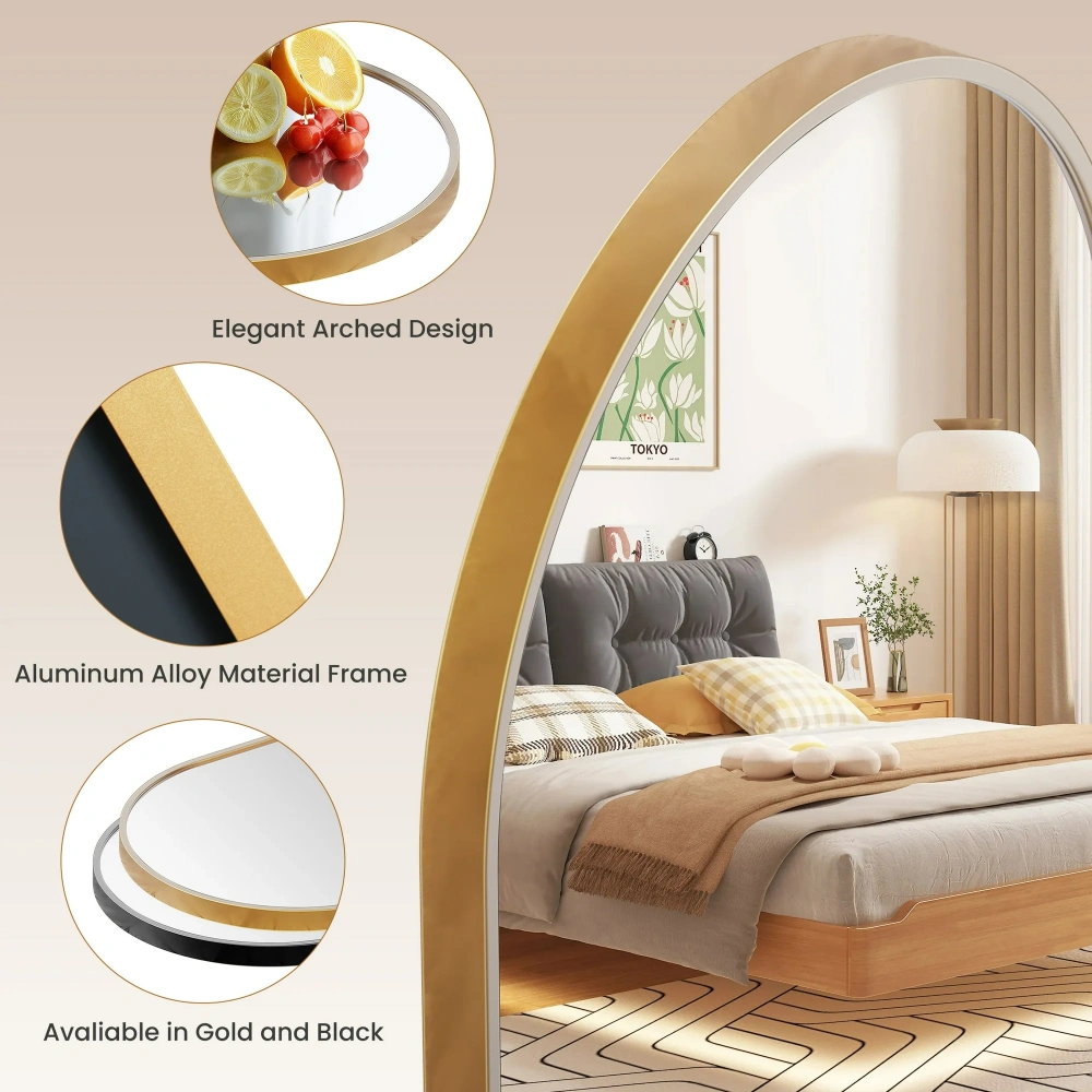 24x36 Arch Bathroom Mirror Wall Mounted, Gold Aluminum Frame, Vanity Mirror for Bedroom Living Room Entryway view 5