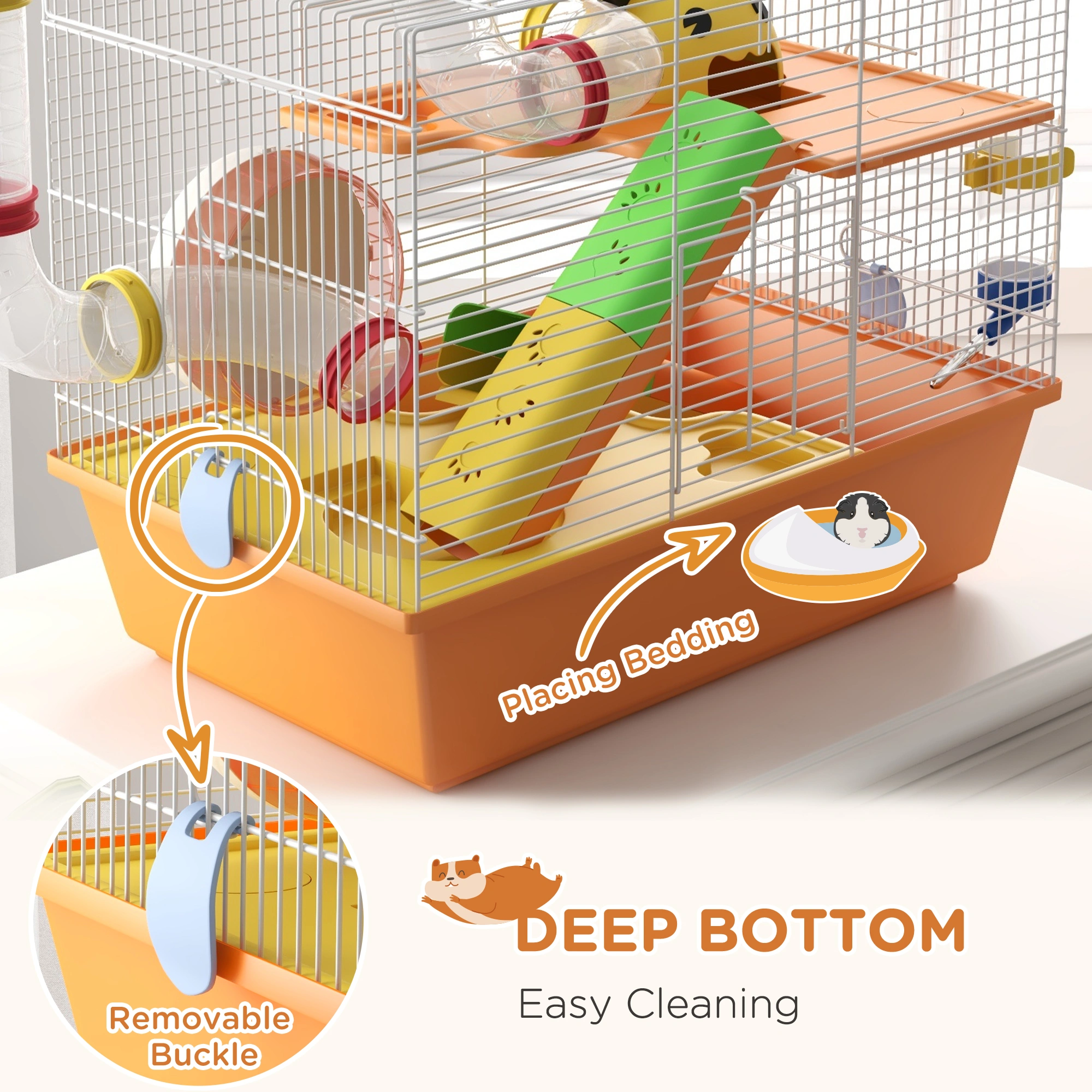 Hamster Cage/Pet Cage - Large Enclosure with Tubes, Bedding Area for Small Pets view 3