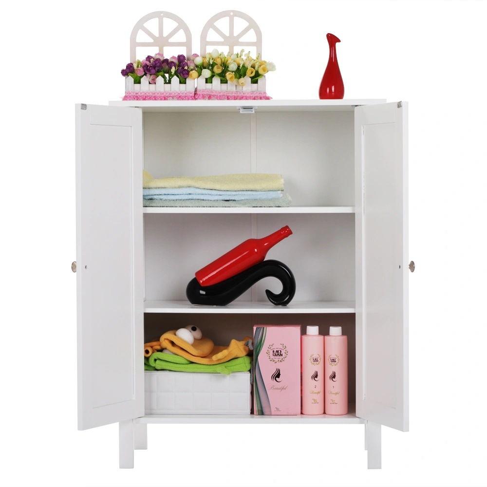 Double Door Bathroom Cabinet Wall-Mount Storage Organizer White view 2