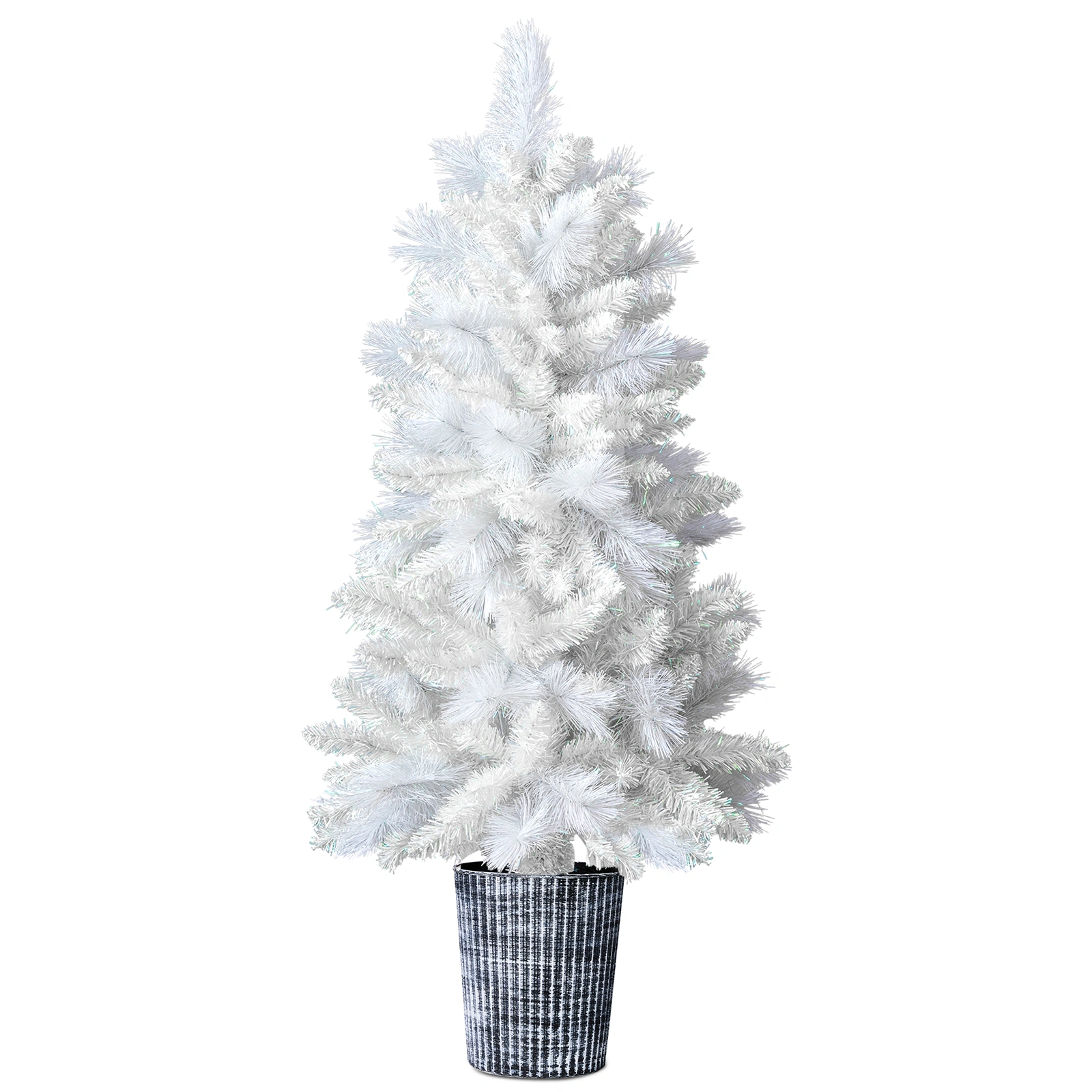 4 FT White Artificial Christmas Tree with Pot Stand, Potted Xmas Pine Tree with 200 Branch Tips for Holiday Party Office Home, White view 11