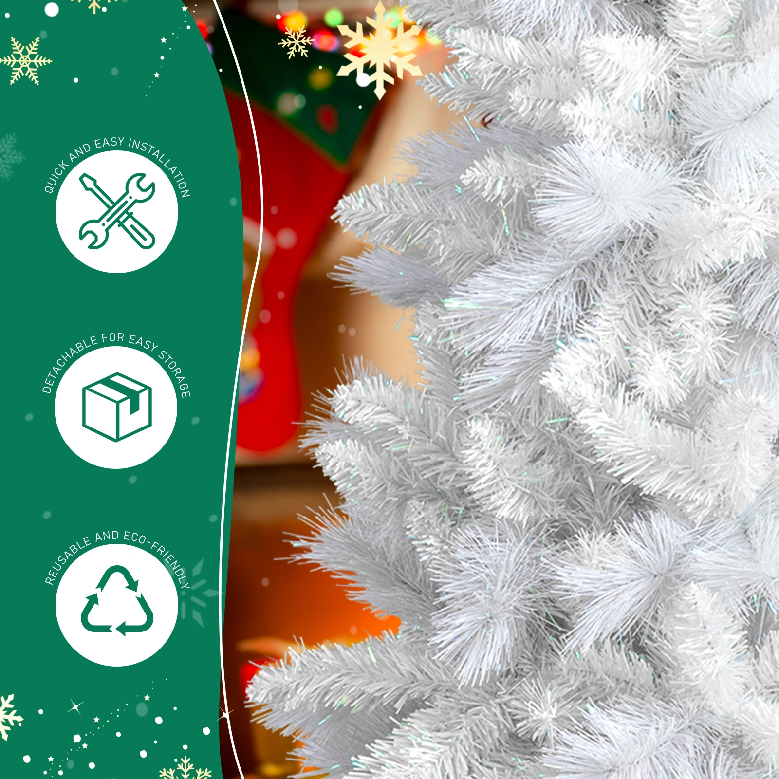 4 FT White Artificial Christmas Tree with Pot Stand, Potted Xmas Pine Tree with 200 Branch Tips for Holiday Party Office Home, White view 7