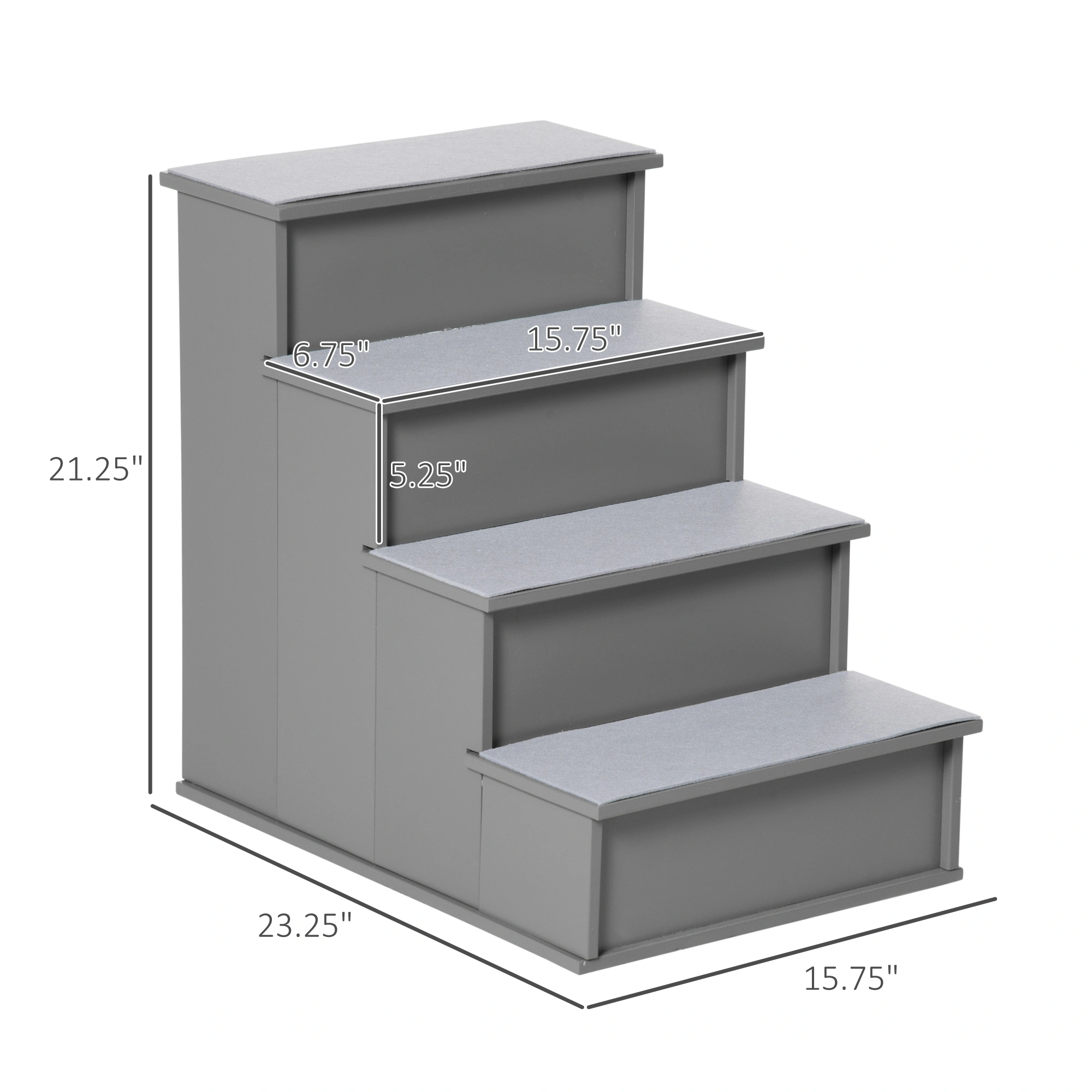 Pet Stairs for Dogs & Cats, 3-Tier Foam Steps, Non-Slip Safety Ramp for Beds & Couches, Gray view 2
