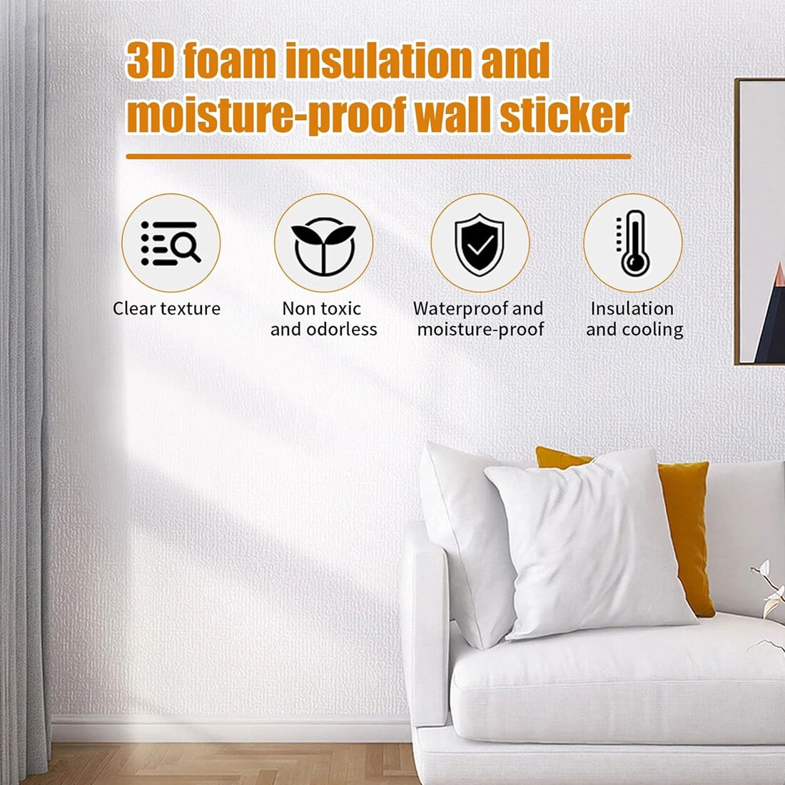 10M Thermal Insulation Wallpaper Self Adhesive Wall Sticker Linen Plain Room Divider Heat Reflective