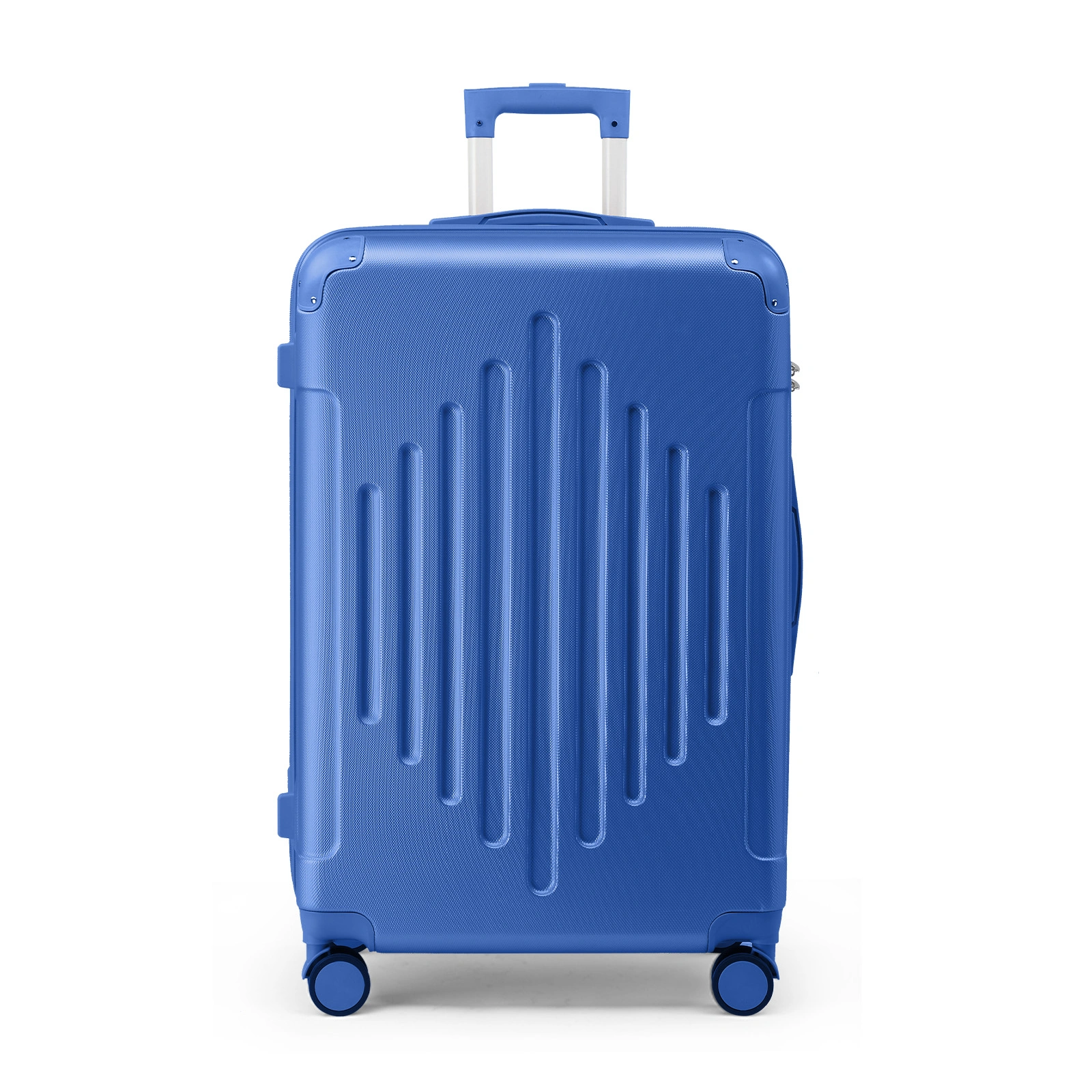 20-Inch ABS Hard Shell Carry-On Suitcase, Diamond Pattern Luggage with Spinner Wheels, Navy Blue