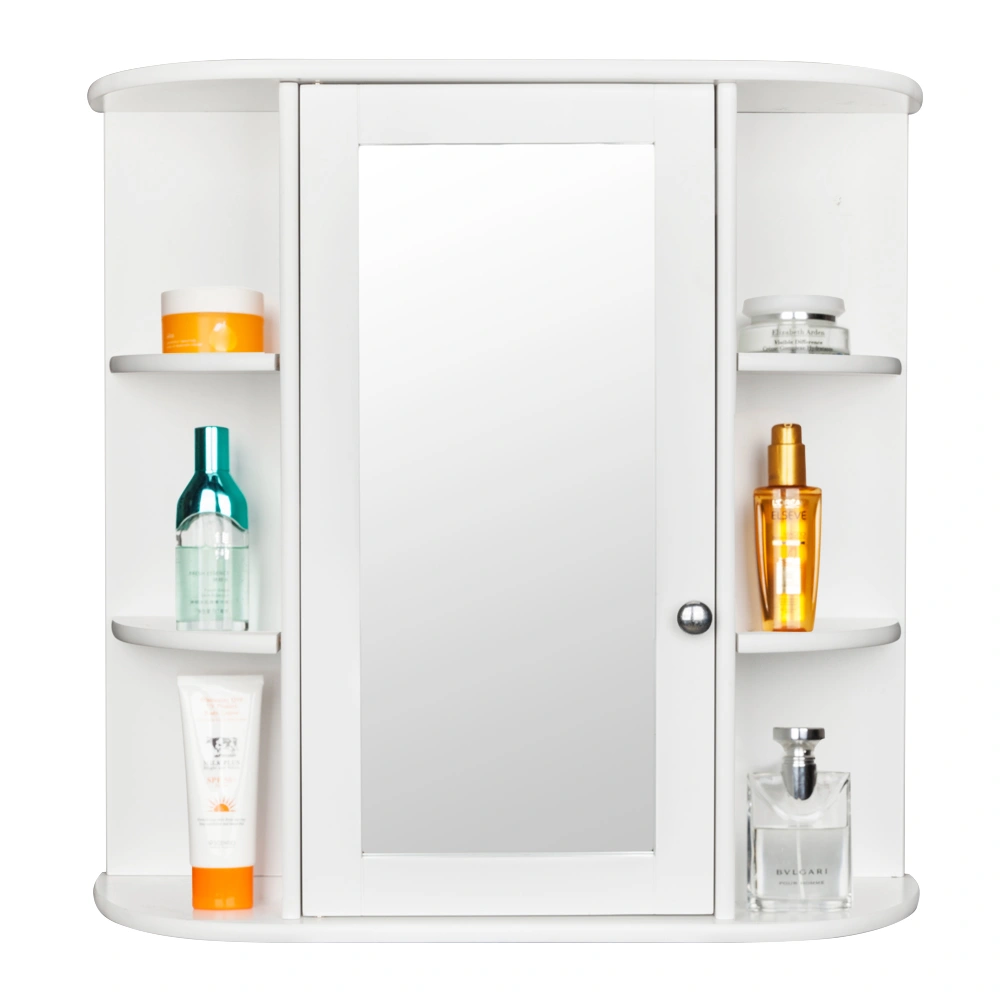 3-tier Single Door Mirror Indoor Bathroom Wall Mounted Cabinet Shelf White view 11