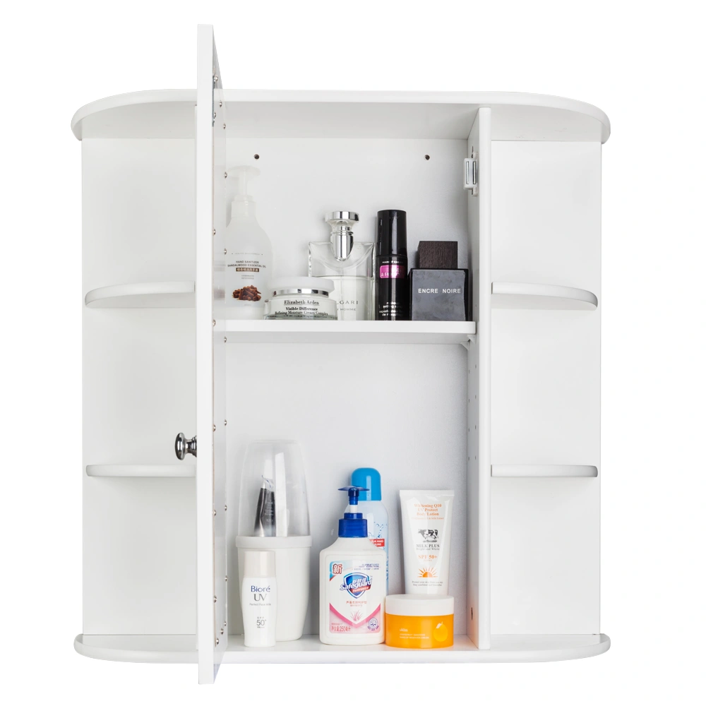 3-tier Single Door Mirror Indoor Bathroom Wall Mounted Cabinet Shelf White view 13
