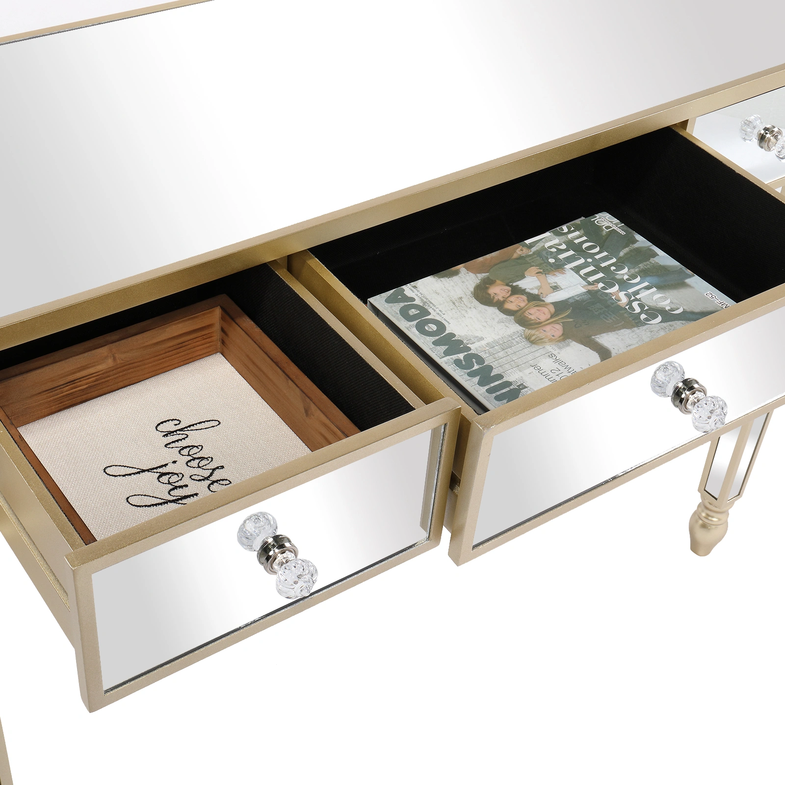 Three Drawers Mirror Table Dressing Table Console Table view 10