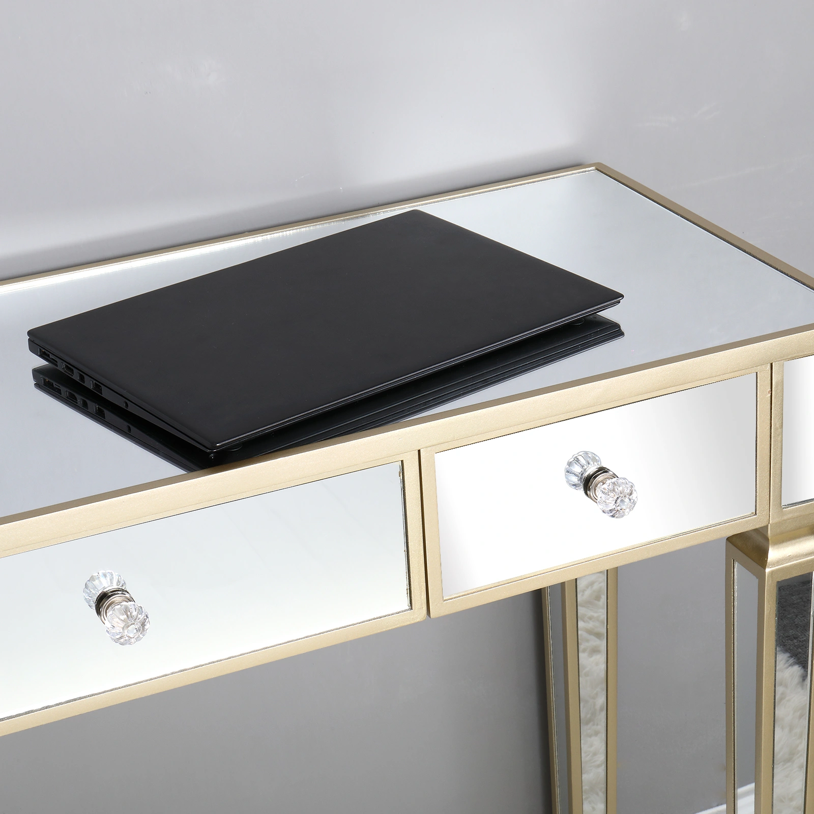 Three Drawers Mirror Table Dressing Table Console Table view 22