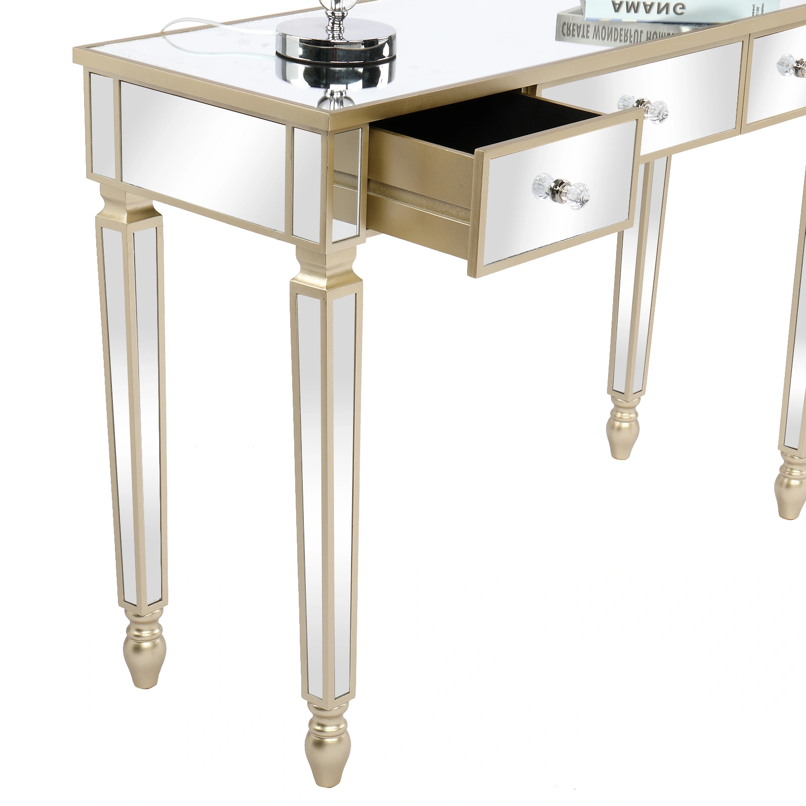 Three Drawers Mirror Table Dressing Table Console Table view 8