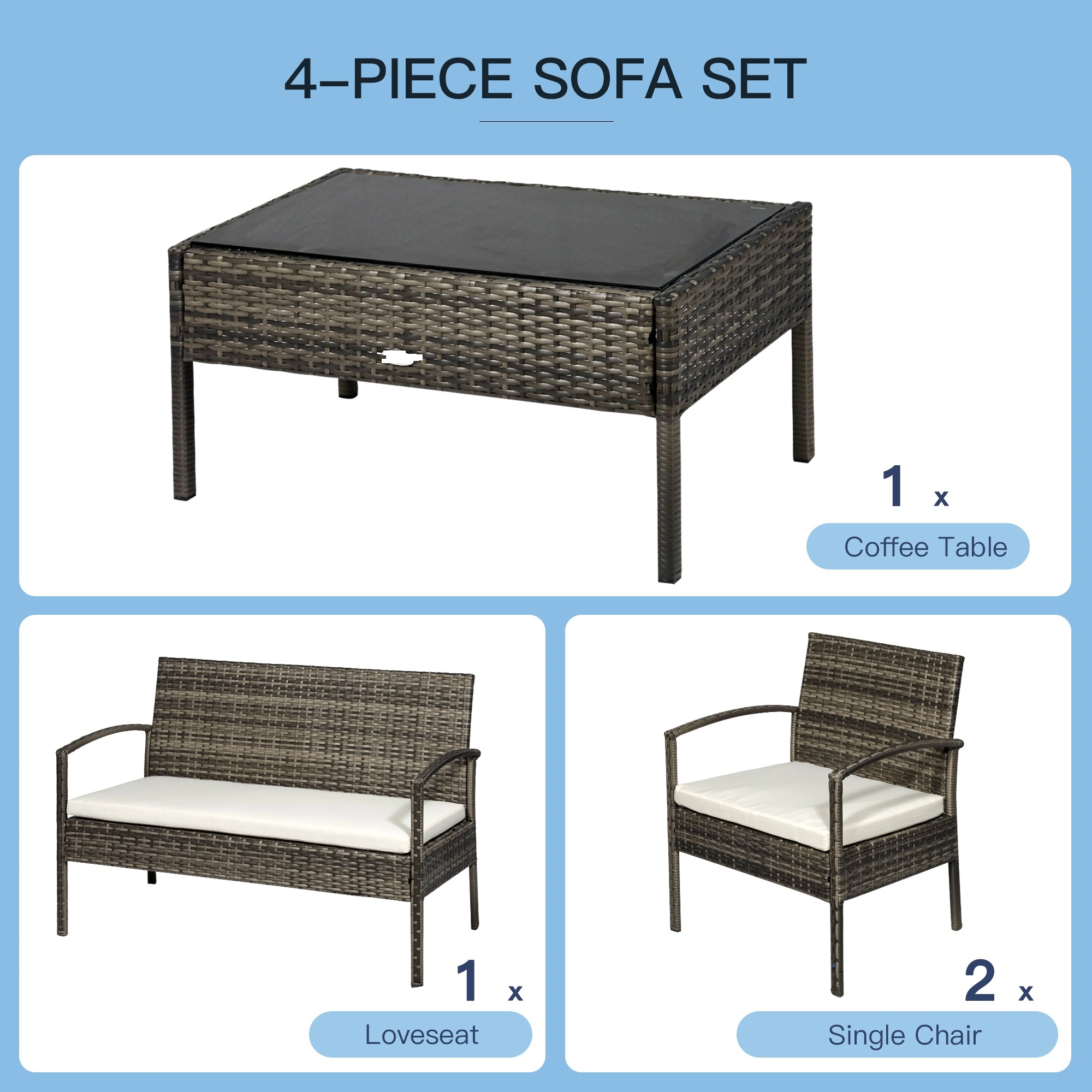 Weather-Resistant Patio Furniture Sectional Sofa - 6 Piece Modular Outdoor Lounge Set view 3