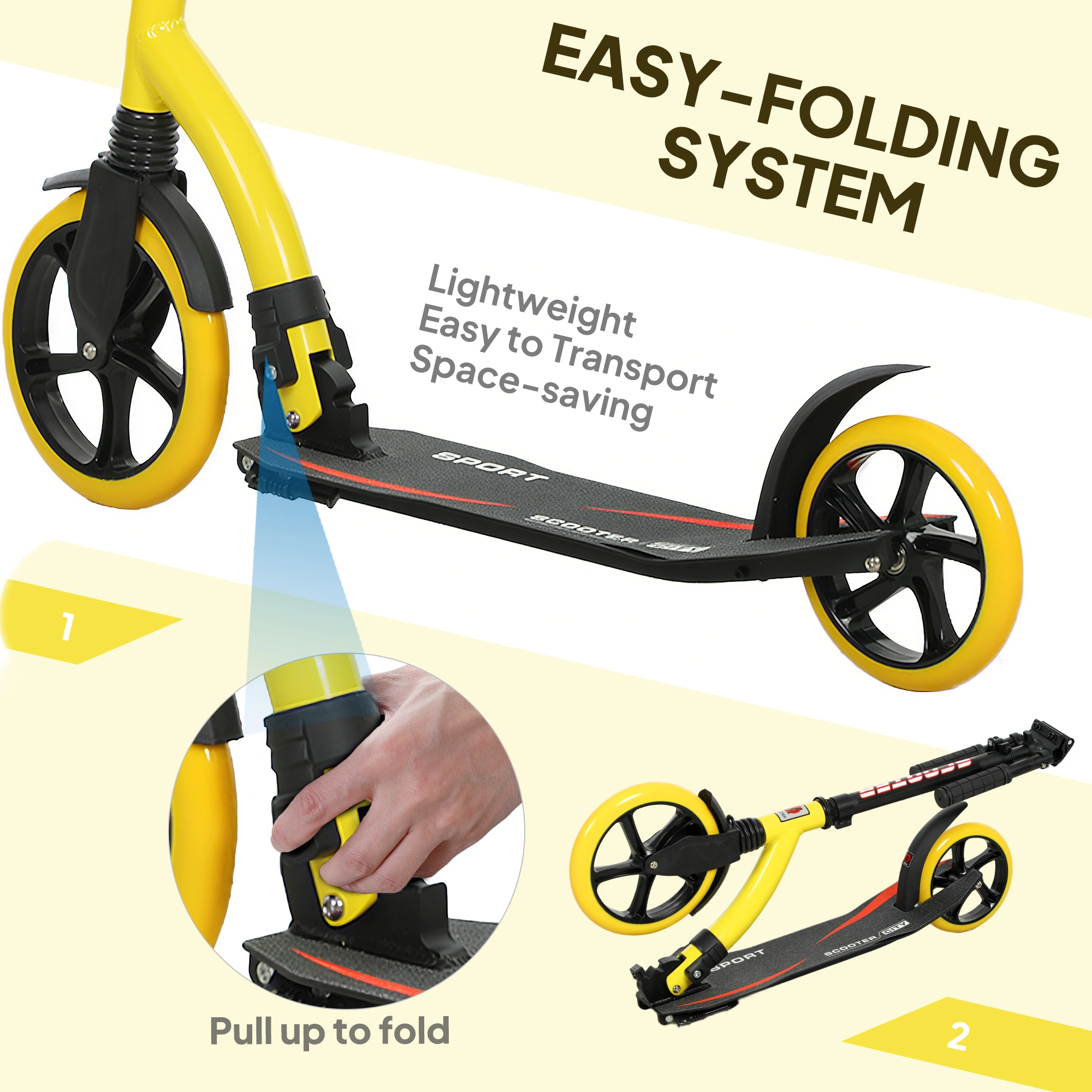 Youth Scooter for Kids, Adjustable Handlebar, Foldable Mini Skateboard, 8" Wheels, Ages 3-8, Lightweight Kick Scooter view 4