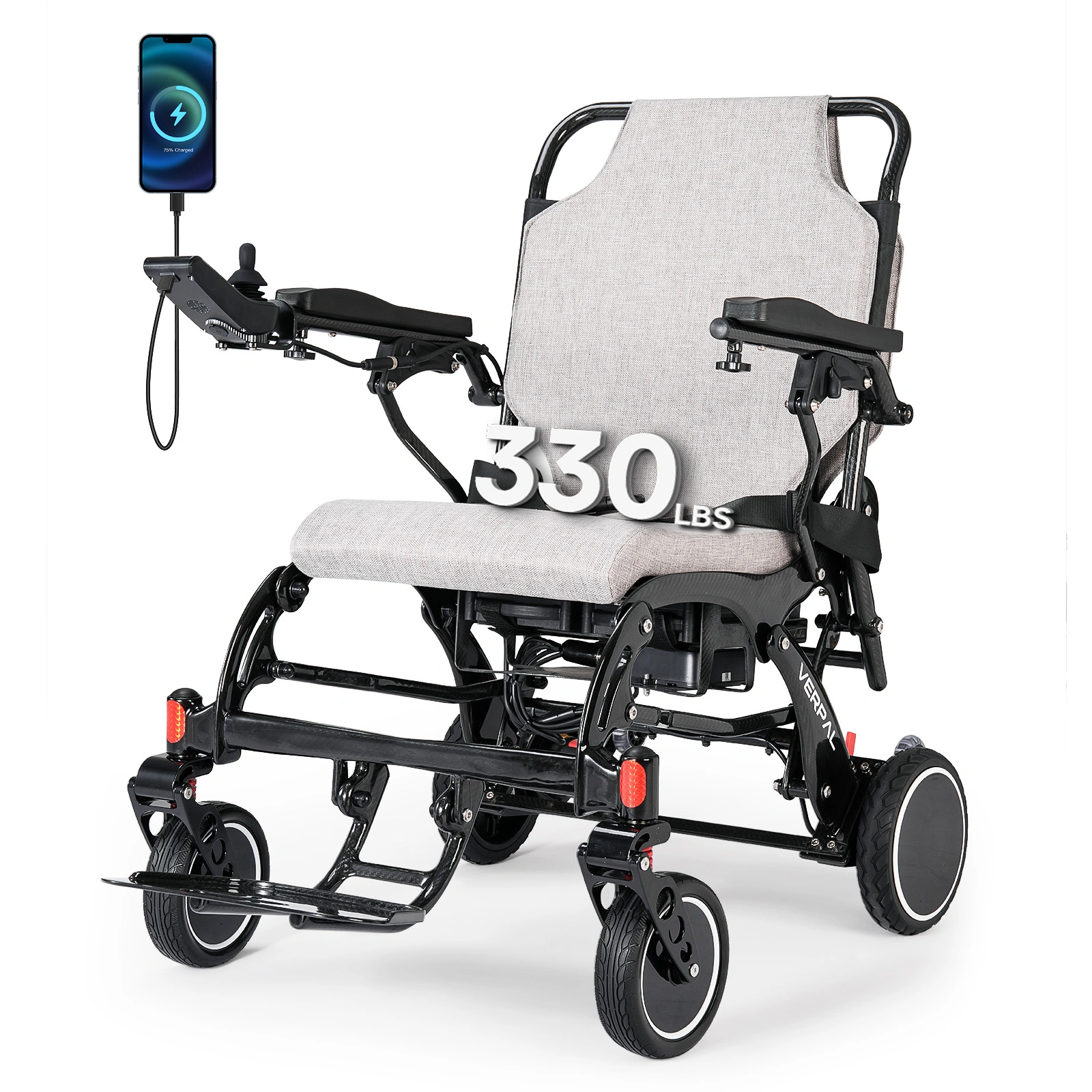 21" Lightweight Carbon Fiber Electric Wheelchairs for Adults, 20 Miles Long Range Motorized Wheelchairs Intelligent Wheelchairs for Adults All Terrain Wheelchairs Portable Airline Approved, Shipment from an un-certified eBay warehouse view 2