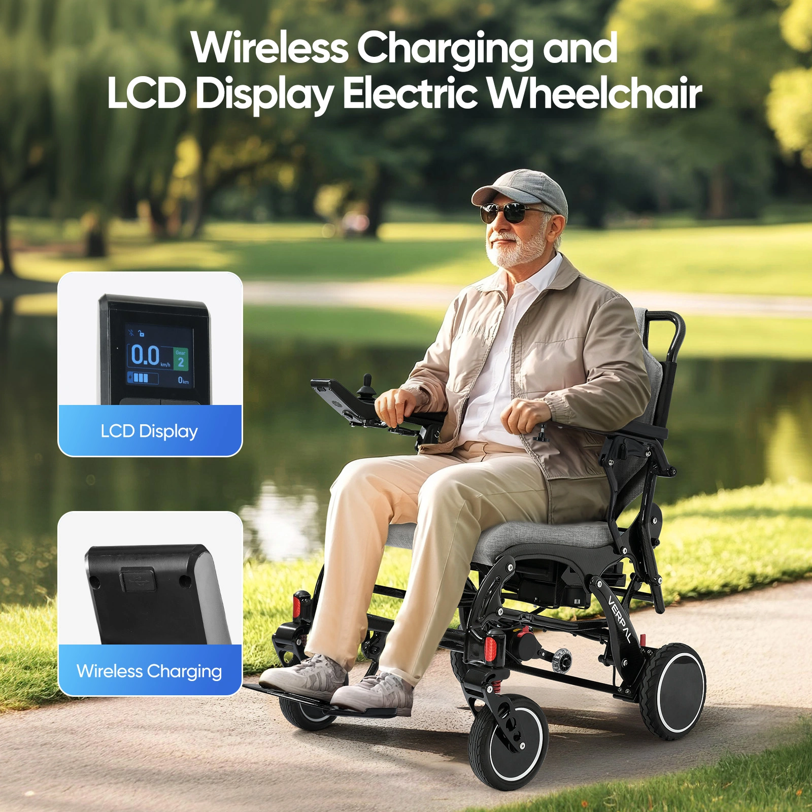 21" Lightweight Carbon Fiber Electric Wheelchairs for Adults, 20 Miles Long Range Motorized Wheelchairs Intelligent Wheelchairs for Adults All Terrain Wheelchairs Portable Airline Approved, Shipment from an un-certified eBay warehouse view 8