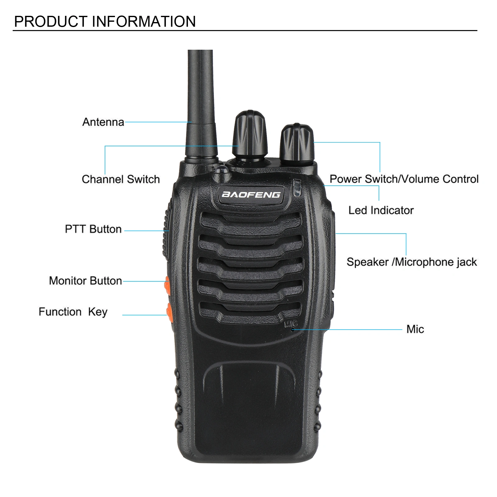 BF-88E Walkie Talkie 1500mAh EU Standard Black Ultra-long Standby Two-way Radio view 26