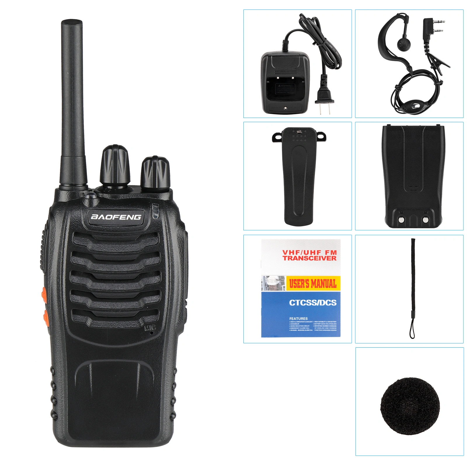 BF-88E Walkie Talkie 1500mAh EU Standard Black Ultra-long Standby Two-way Radio view 28