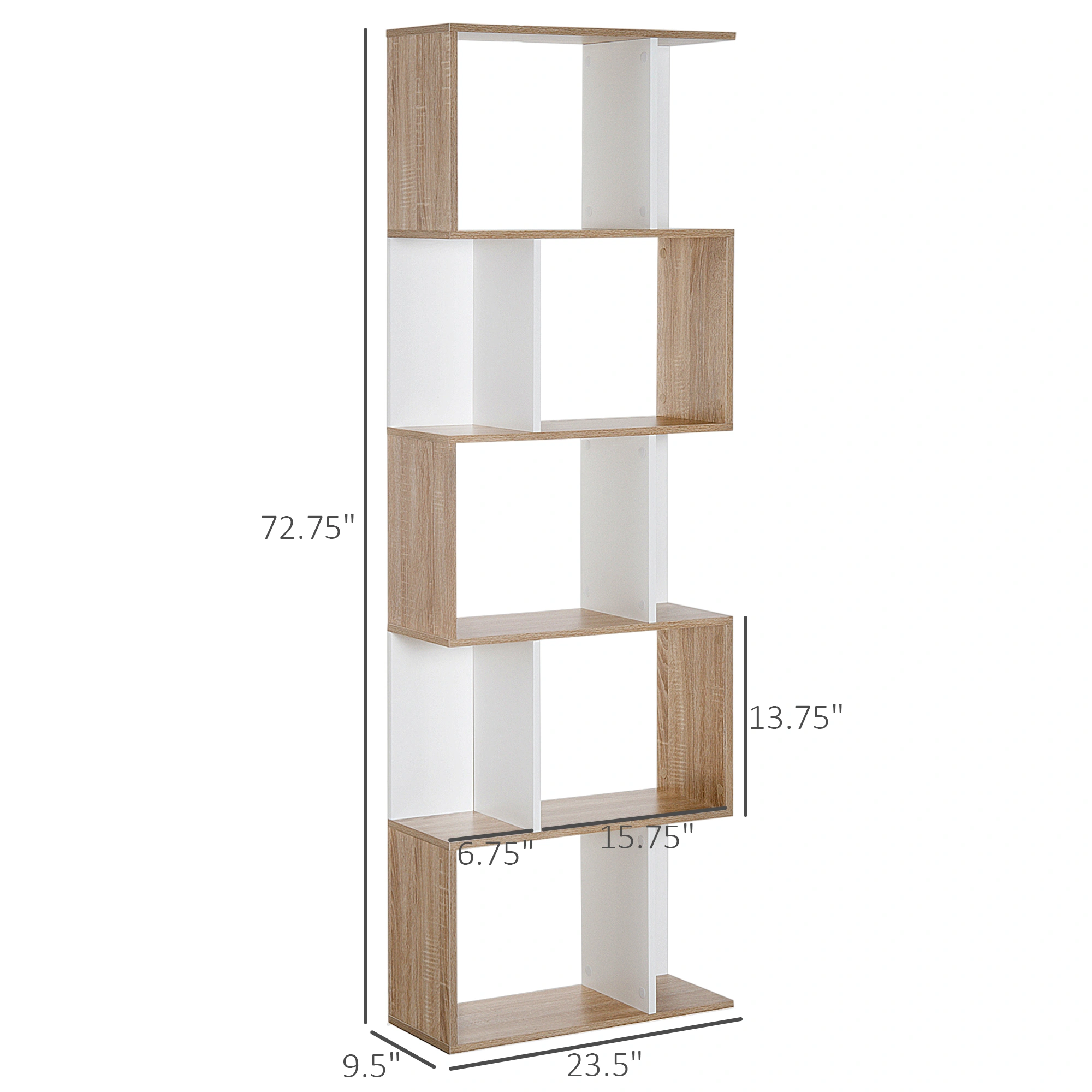 Modern Bookshelf Storage Cabinet with Adjustable Shelves & Compartment Organizer for Living Room view 3