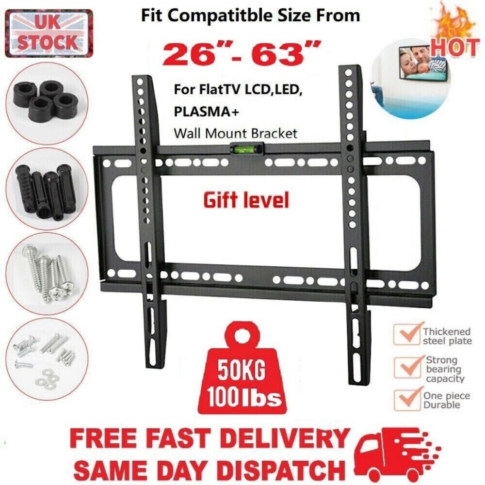 Slim TV Wall Mount Bracket for 26/30/32/40/42/50/63 Inch Flat 3D LCD LED Plasma TVs