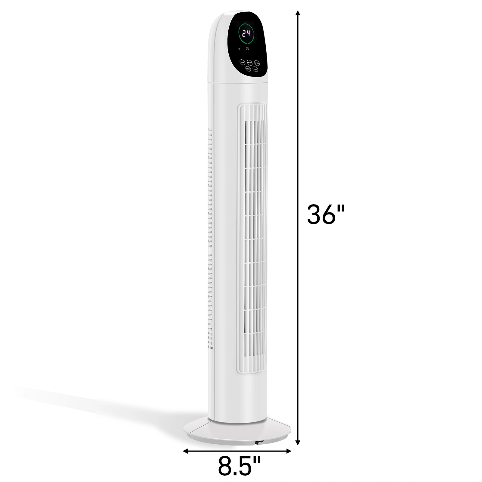 US Standard TF-36BR Tower Fan, 110V 50W, 34 Inch, No Water Tank, Remote Control & Digital Display, Plastic Material, Black & White, Concave Arc Head, 9-Hour Timer, Indoor Use view 3
