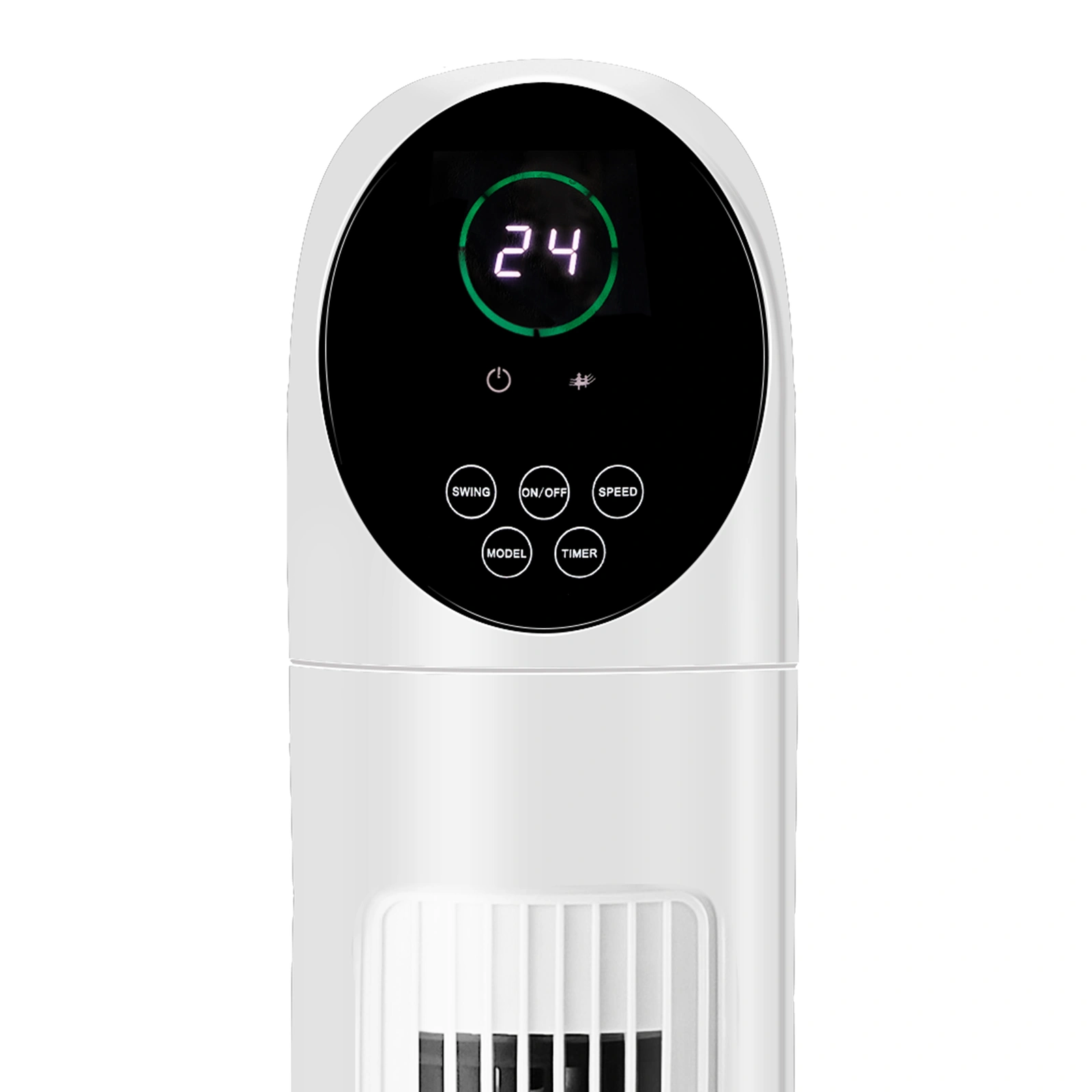 US Standard TF-36BR Tower Fan, 110V 50W, 34 Inch, No Water Tank, Remote Control & Digital Display, Plastic Material, Black & White, Concave Arc Head, 9-Hour Timer, Indoor Use view 4