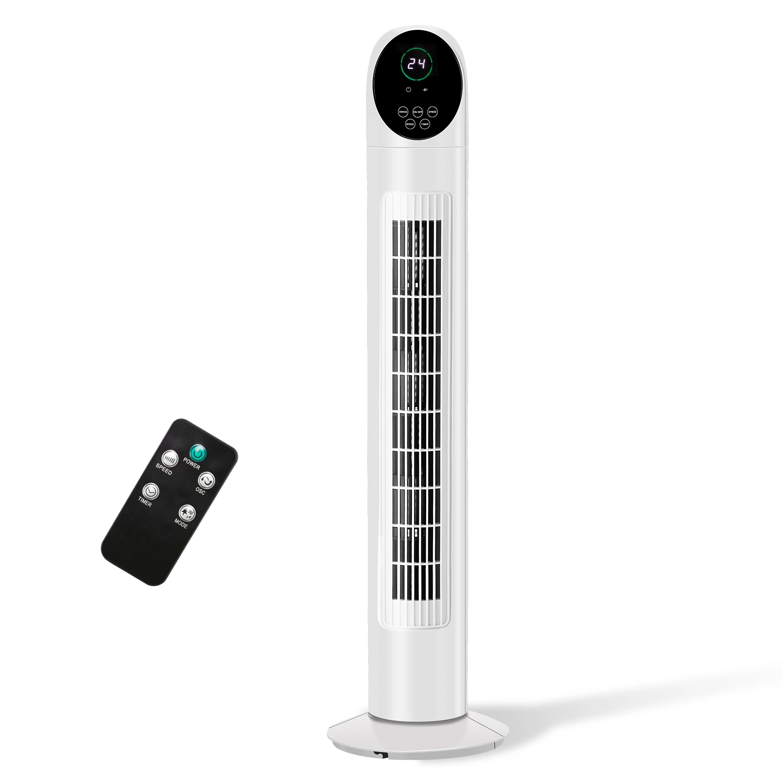 US Standard TF-36BR Tower Fan, 110V 50W, 34 Inch, No Water Tank, Remote Control & Digital Display, Plastic Material, Black & White, Concave Arc Head, 9-Hour Timer, Indoor Use view 6