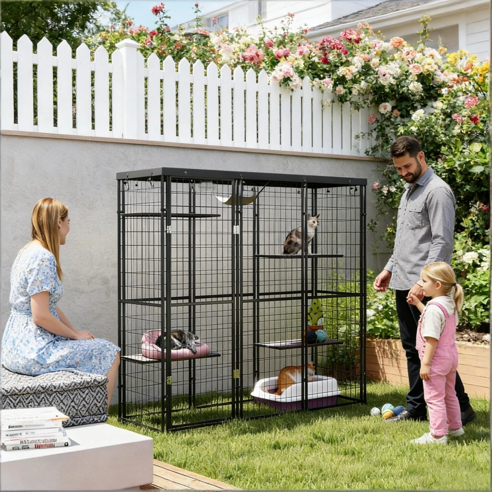 Pet Cat Cage with Door for Indoor Small Animal Housing