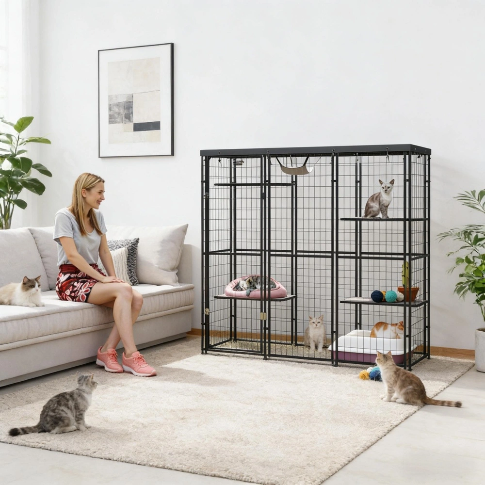 Pet Cat Cage with Door for Indoor Small Animal Housing view 2