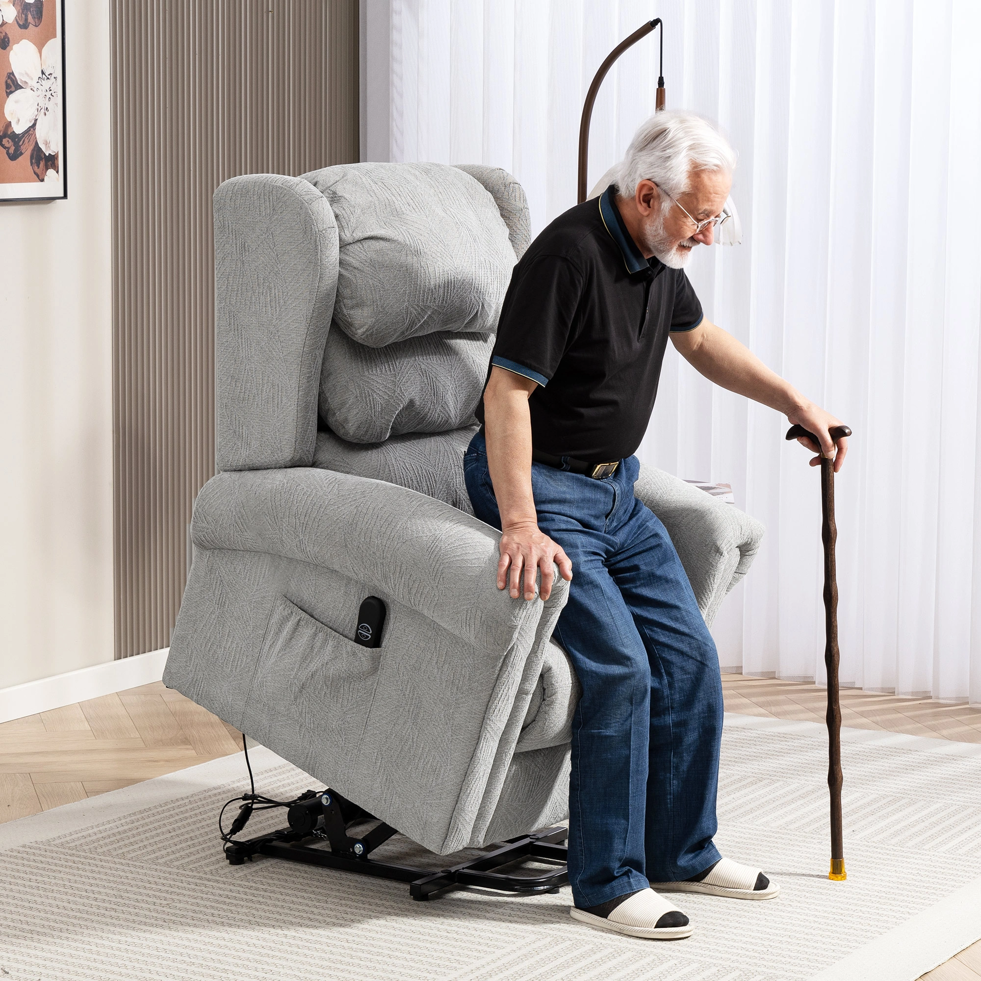 Riser Recliner Chair Power Lift Recliner with Massage Heat Remote Control for Living Room
